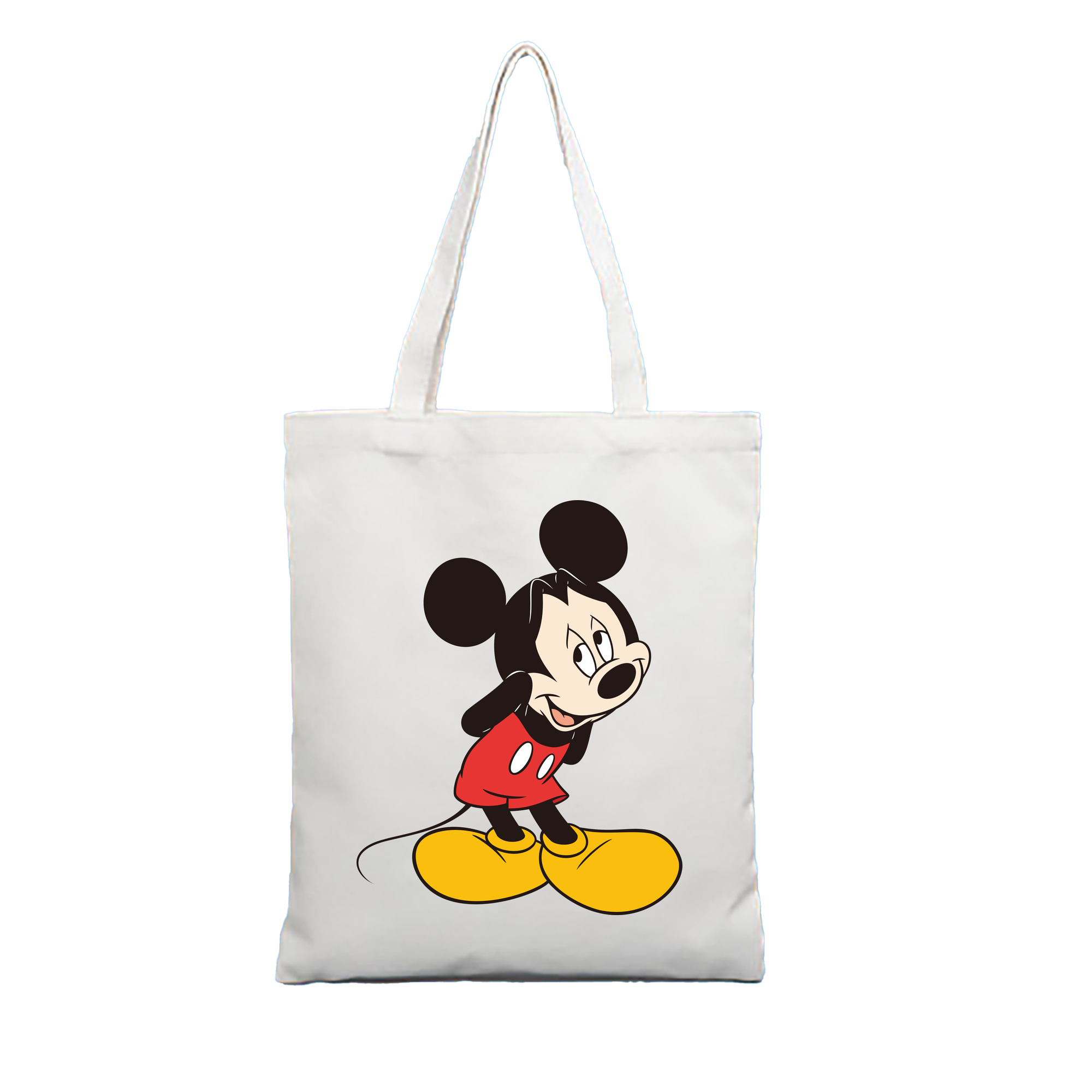 （画像用） ミッキーマウス Mickey Mouse 縦型キャンバス生地手提げバッグ　トートバッグ