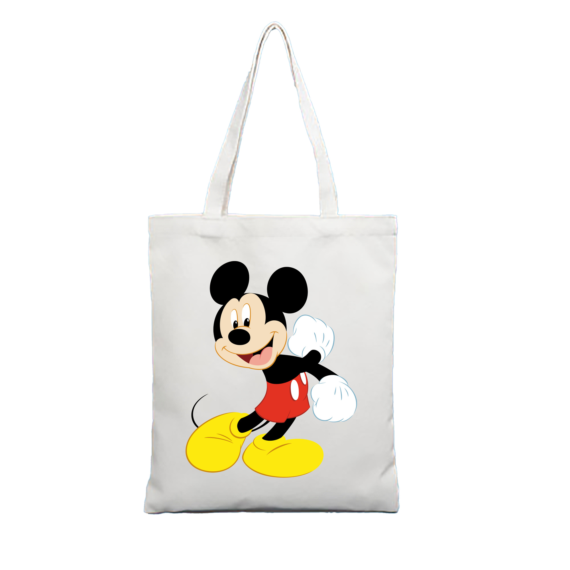 （画像用） ミッキーマウス Mickey Mouse 縦型キャンバス生地手提げバッグ　トートバッグ
