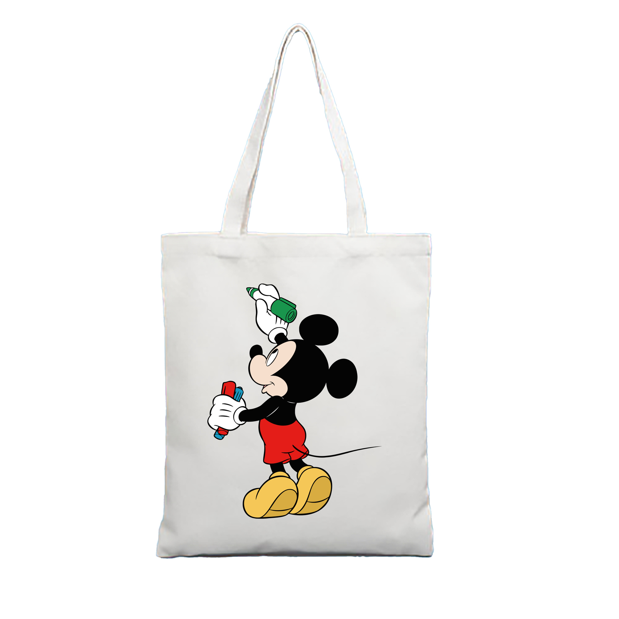 （画像用） ミッキーマウス Mickey Mouse 縦型キャンバス生地手提げバッグ　トートバッグ