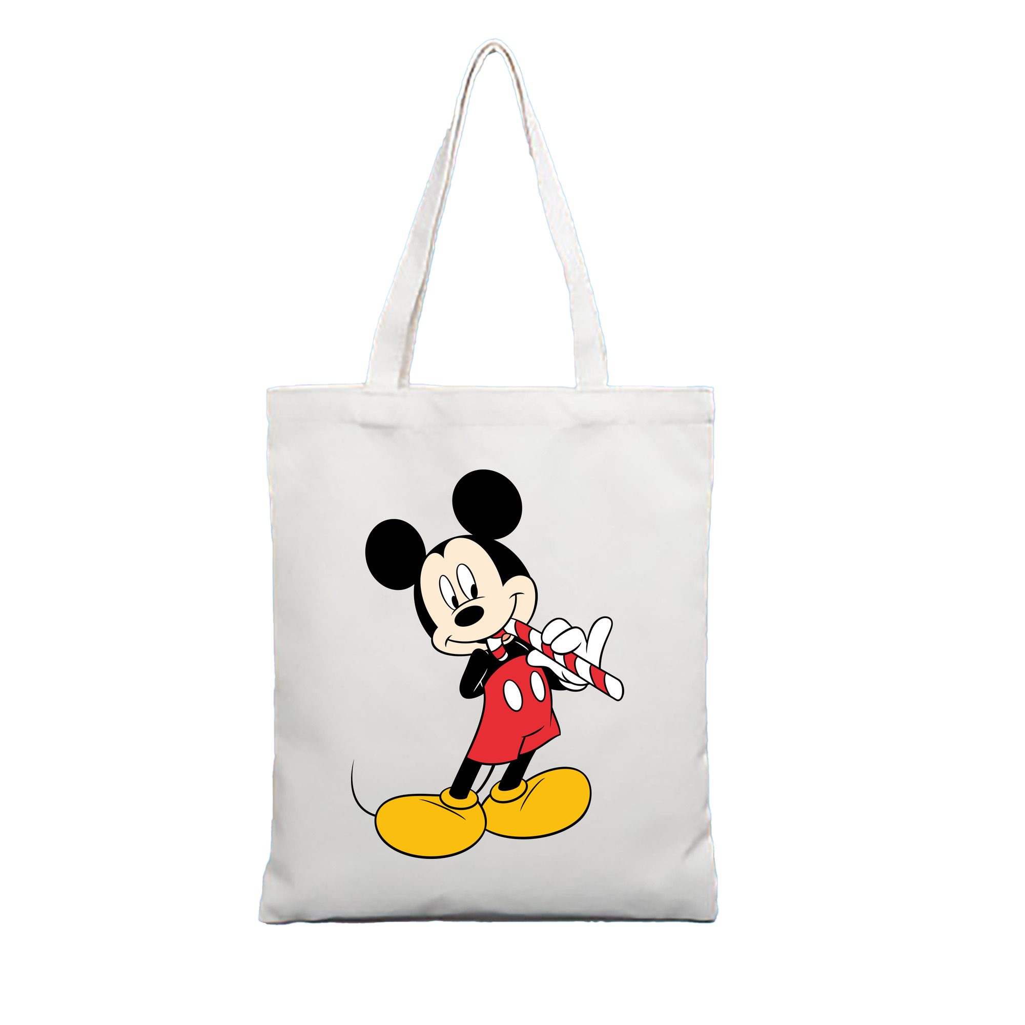 （画像用） ミッキーマウス Mickey Mouse 縦型キャンバス生地手提げバッグ　トートバッグ
