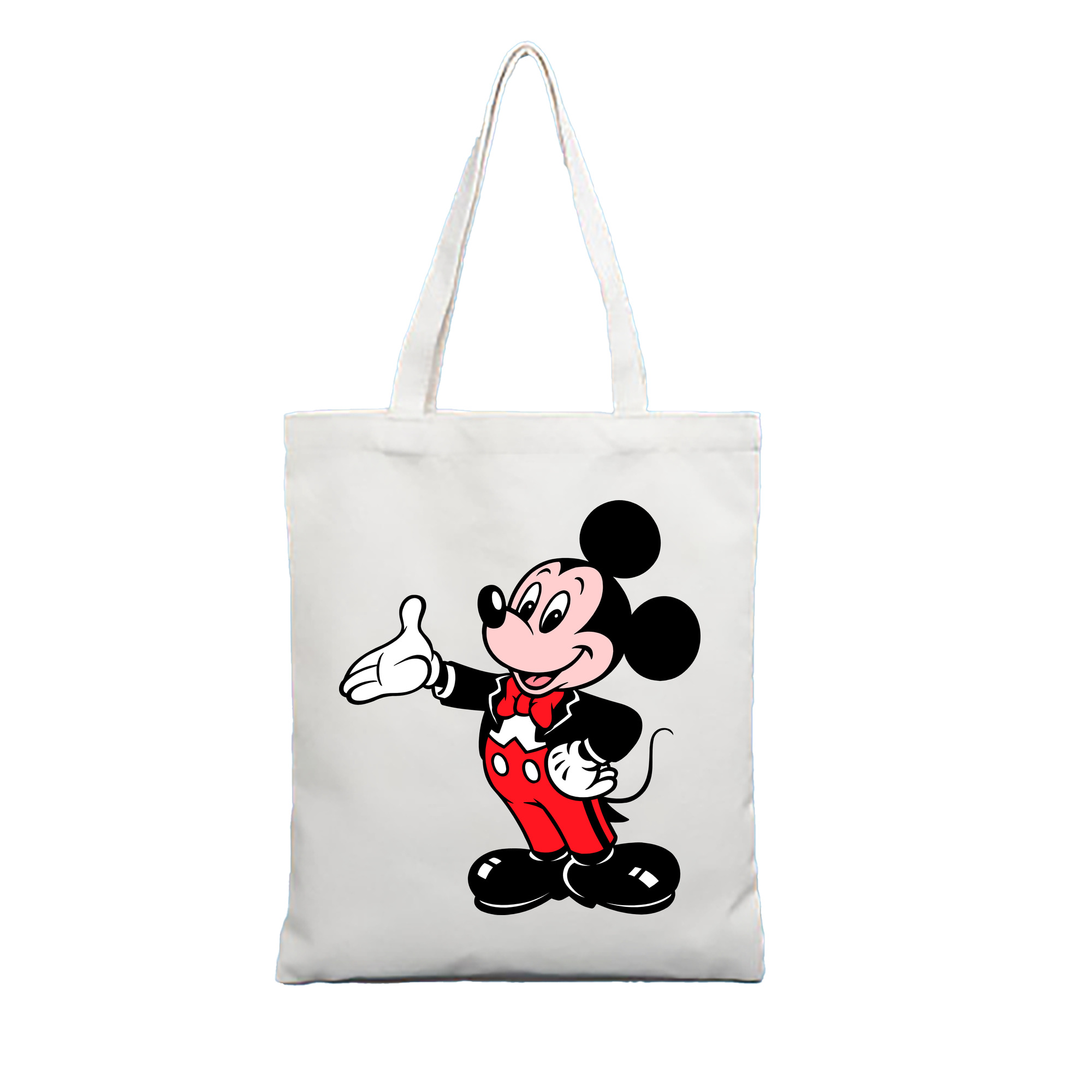 （画像用） ミッキーマウス Mickey Mouse 縦型キャンバス生地手提げバッグ　トートバッグ