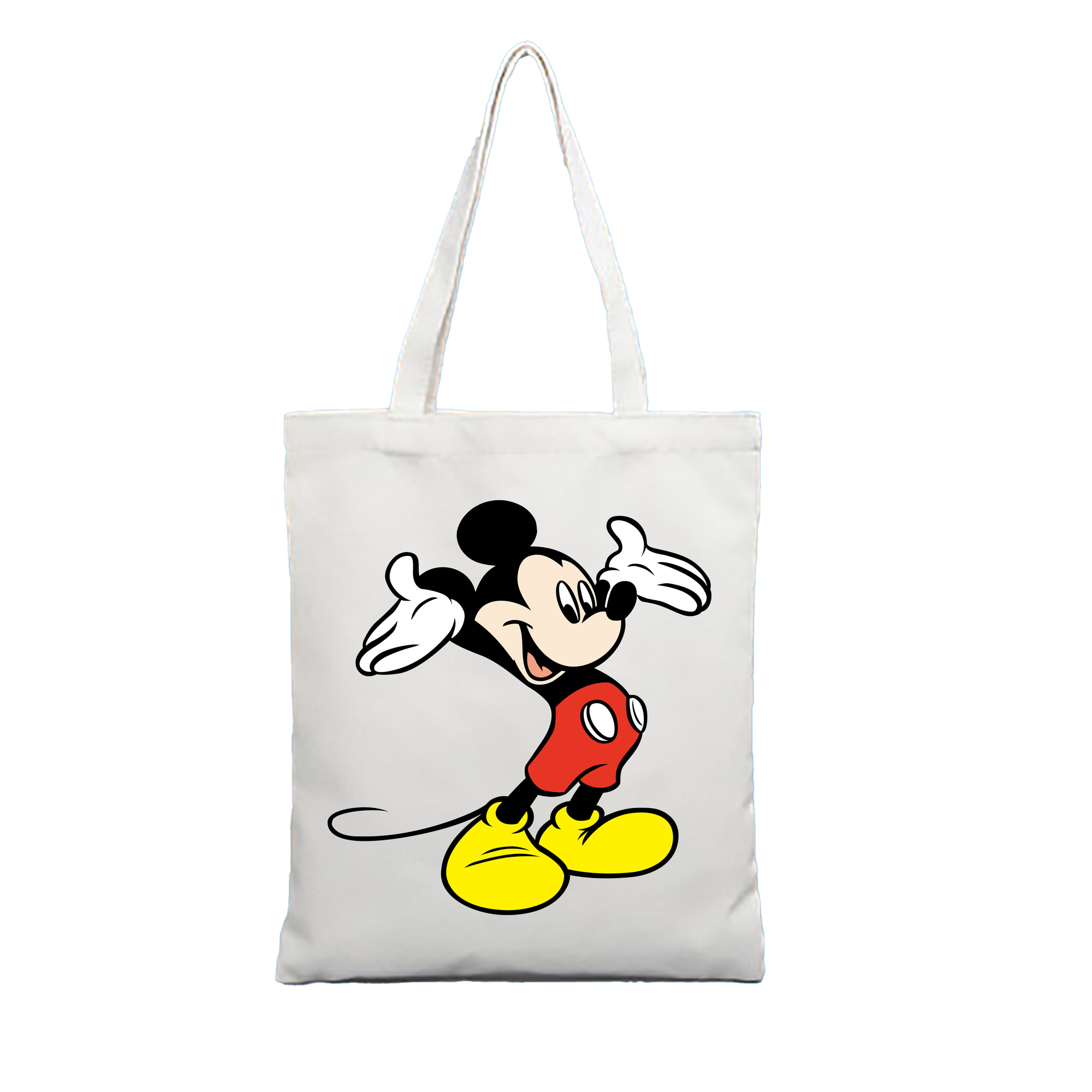 （画像用） ミッキーマウス Mickey Mouse 縦型キャンバス生地手提げバッグ　トートバッグ