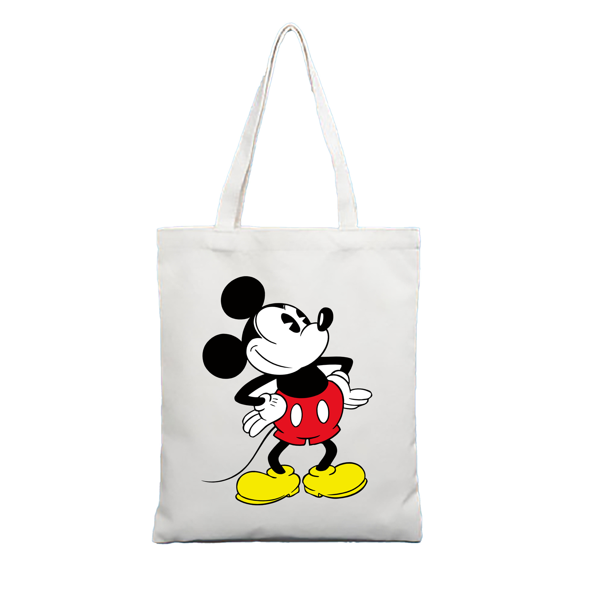（画像用） ミッキーマウス Mickey Mouse 縦型キャンバス生地手提げバッグ　トートバッグ