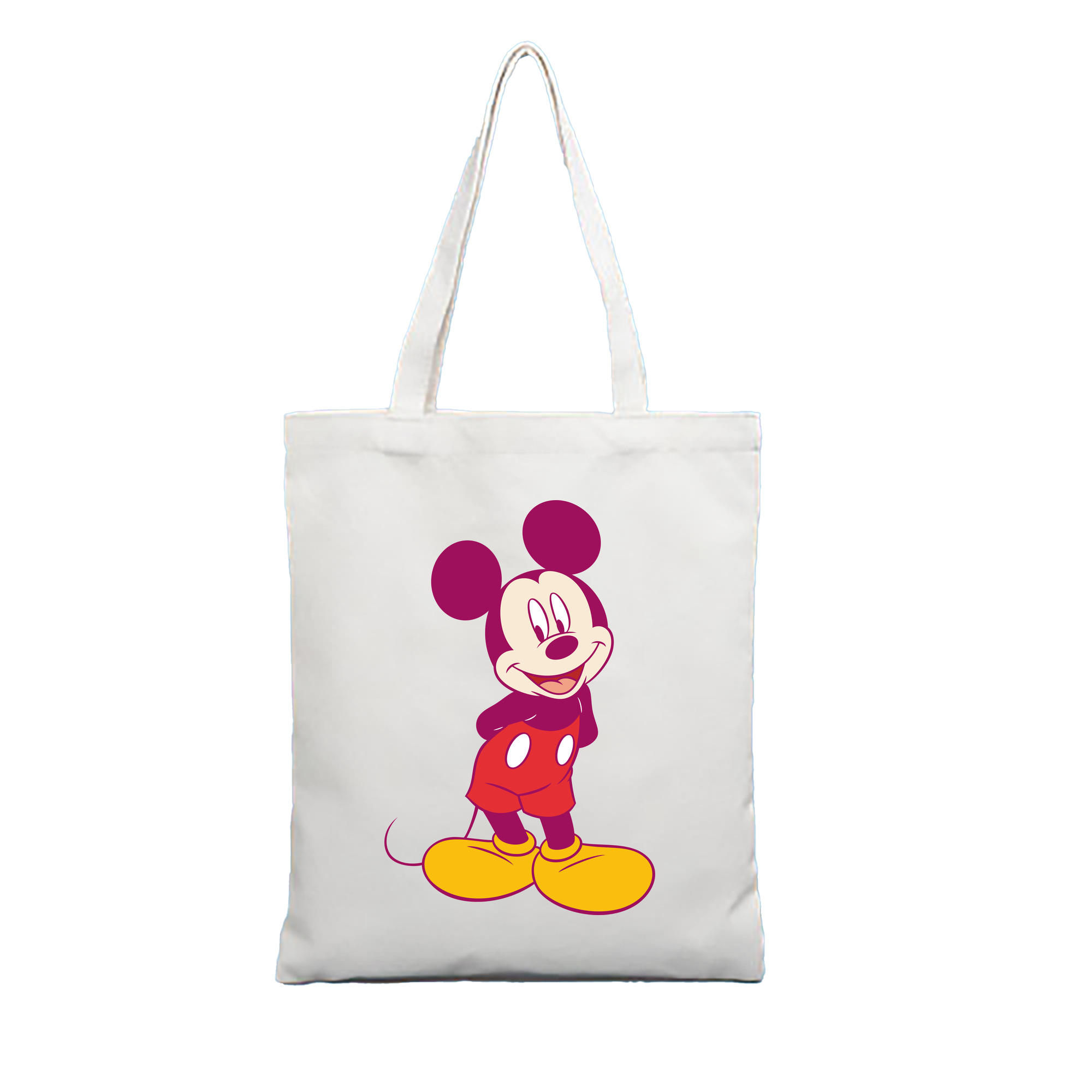 （画像用） ミッキーマウス Mickey Mouse 縦型キャンバス生地手提げバッグ　トートバッグ
