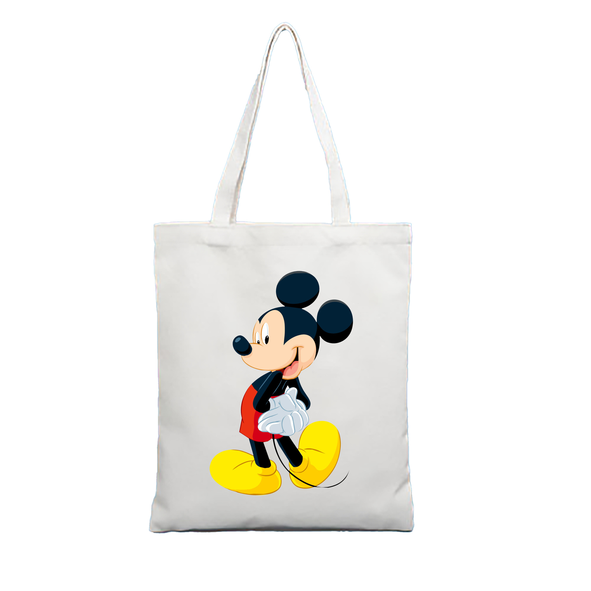 （画像用） ミッキーマウス Mickey Mouse 縦型キャンバス生地手提げバッグ　トートバッグ