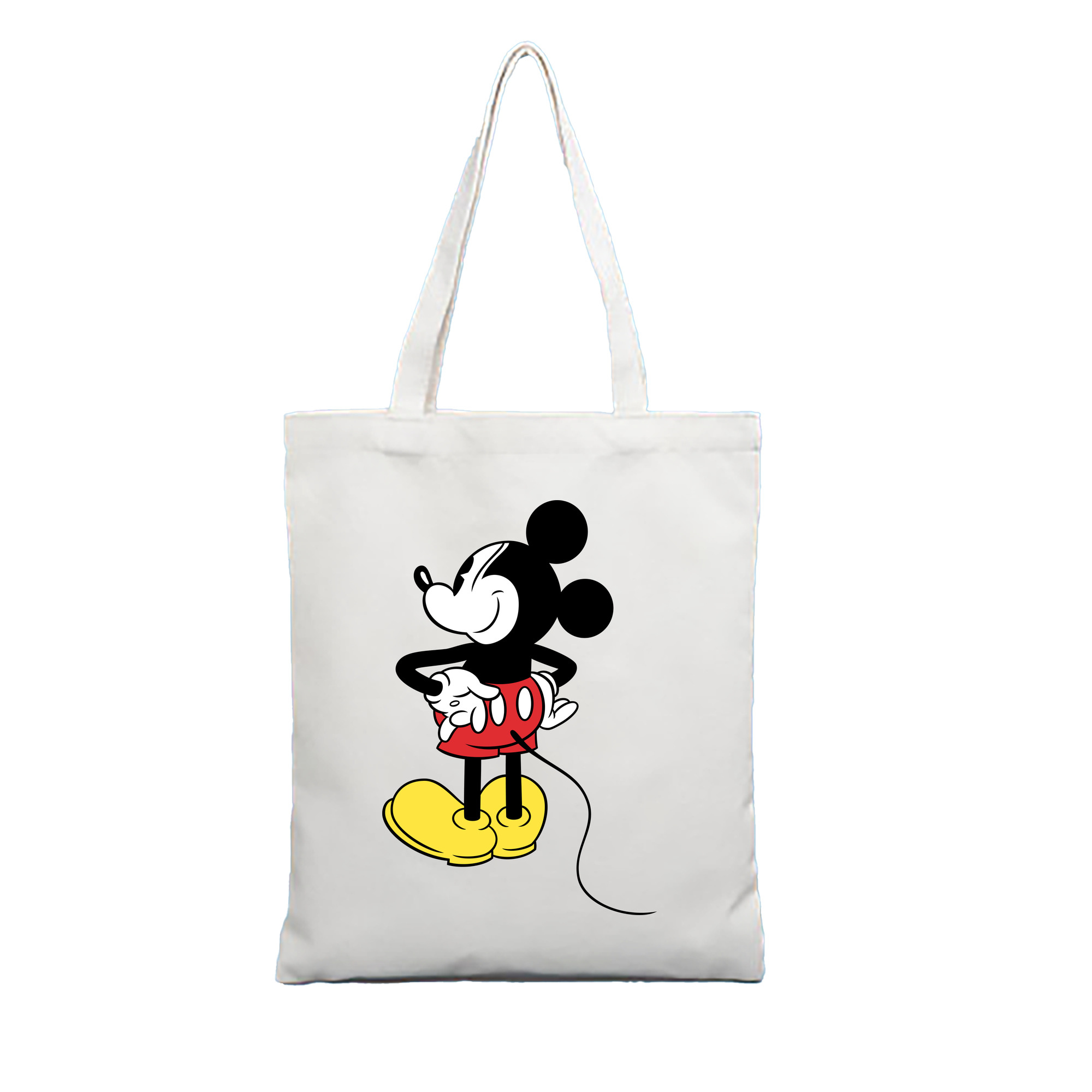 （画像用） ミッキーマウス Mickey Mouse 縦型キャンバス生地手提げバッグ　トートバッグ