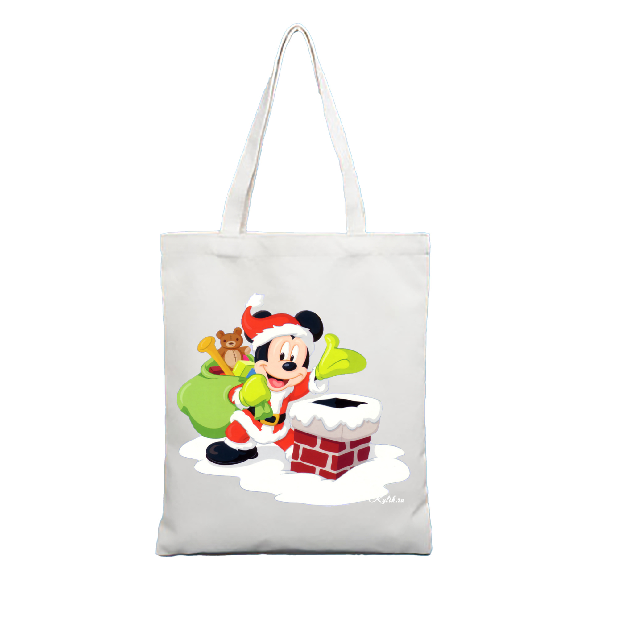 （画像用） ミッキーマウス Mickey Mouse 縦型キャンバス生地手提げバッグ　トートバッグ