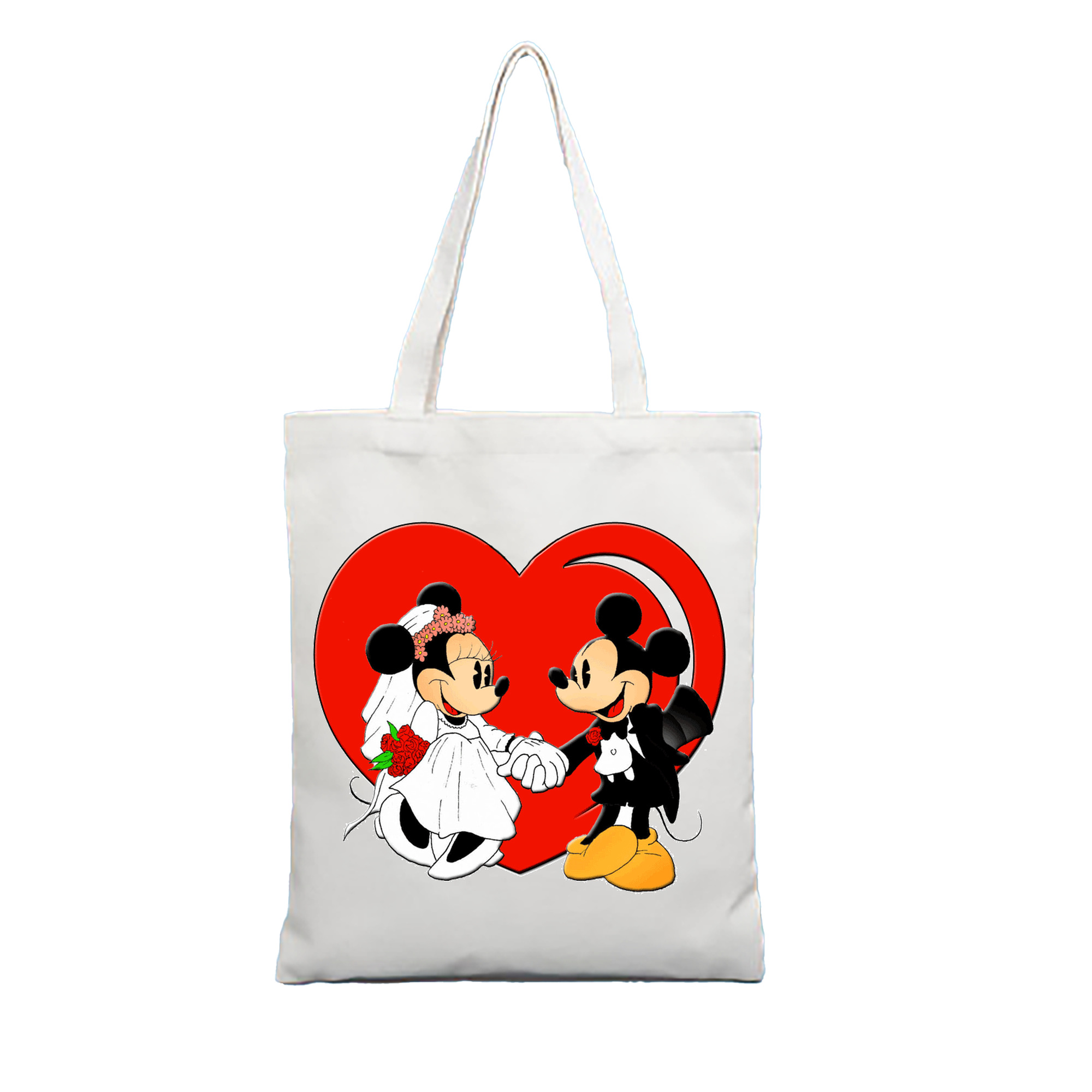 （画像用） ミッキーマウス Mickey Mouse 縦型キャンバス生地手提げバッグ　トートバッグ