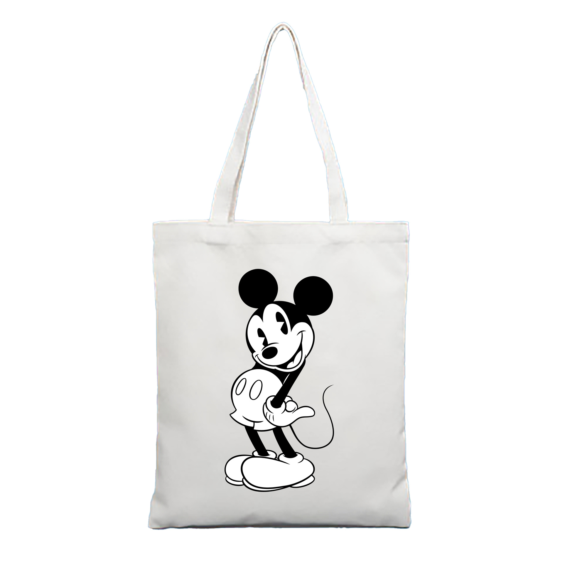 （画像用） ミッキーマウス Mickey Mouse 縦型キャンバス生地手提げバッグ　トートバッグ