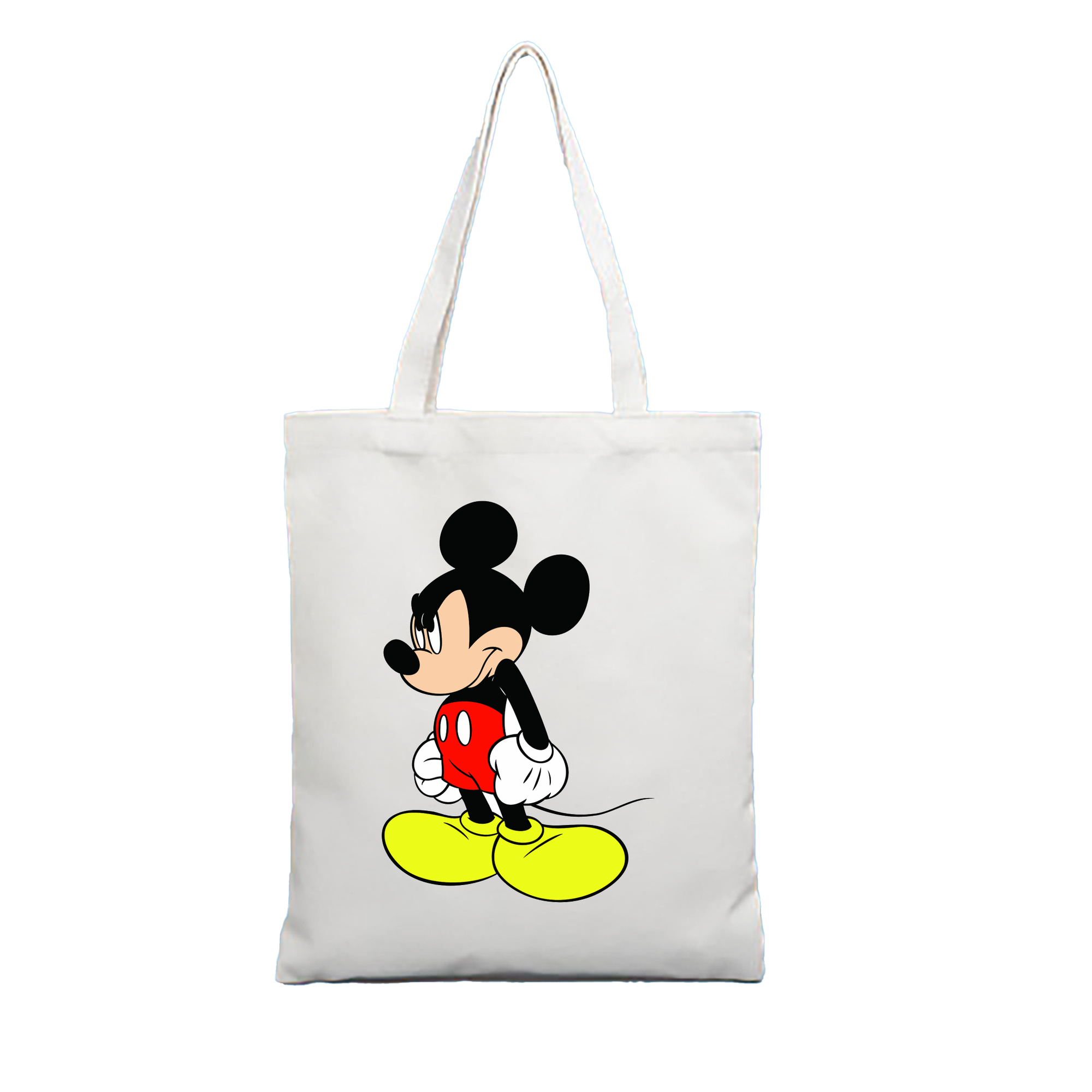 （画像用） ミッキーマウス Mickey Mouse 縦型キャンバス生地手提げバッグ　トートバッグ