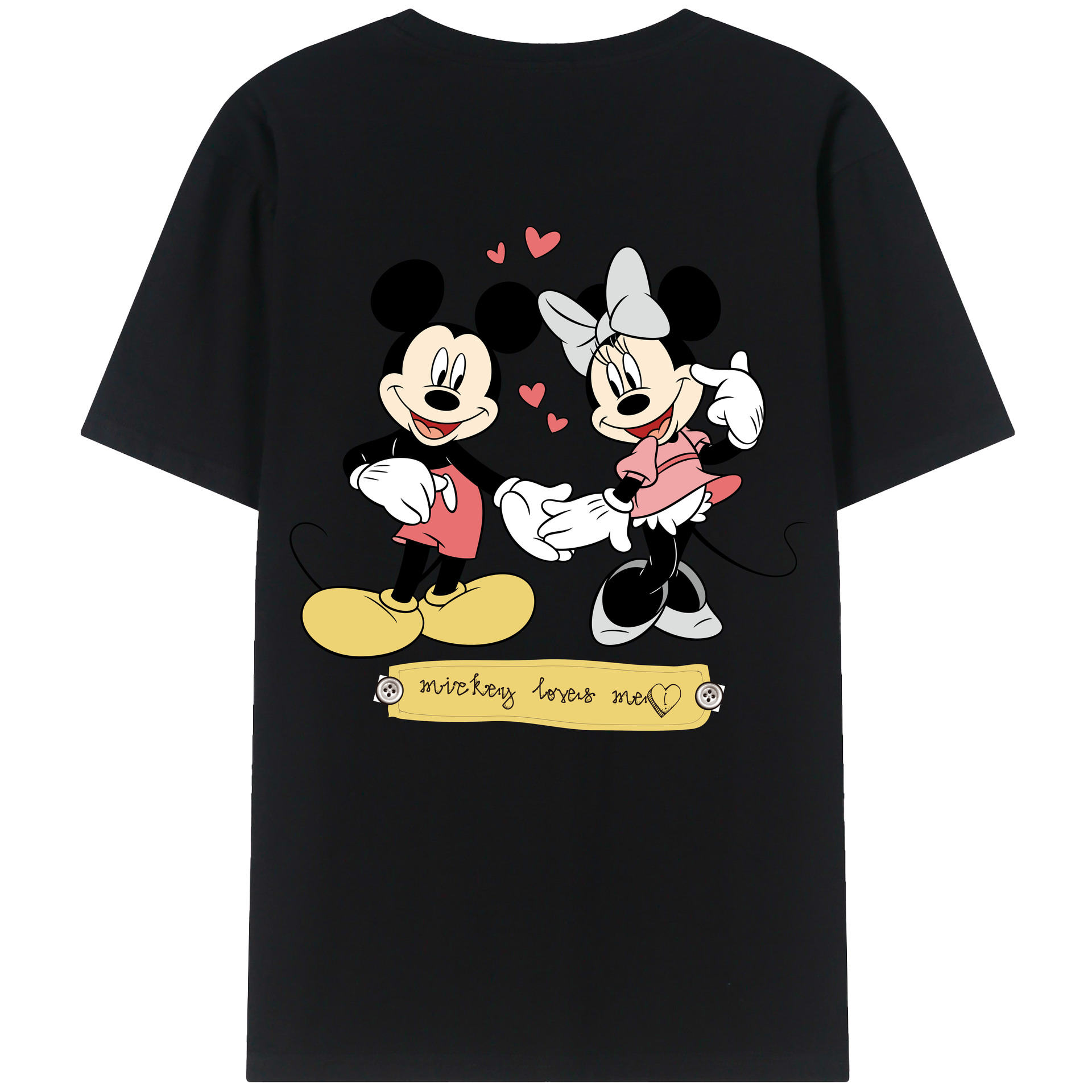 ミッキーマウス Mickey Mouse 綿100％ メンズ半袖Tシャツ（バックプリント） 通気性
