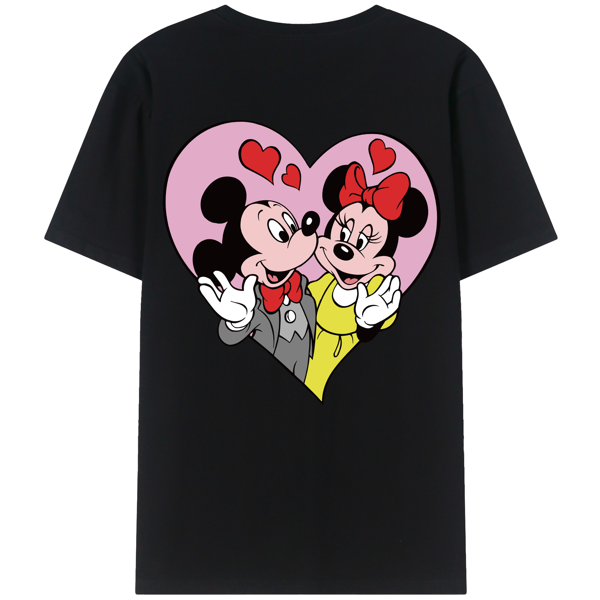 ミッキーマウス Mickey Mouse 綿100％ メンズ半袖Tシャツ（バックプリント） 通気性