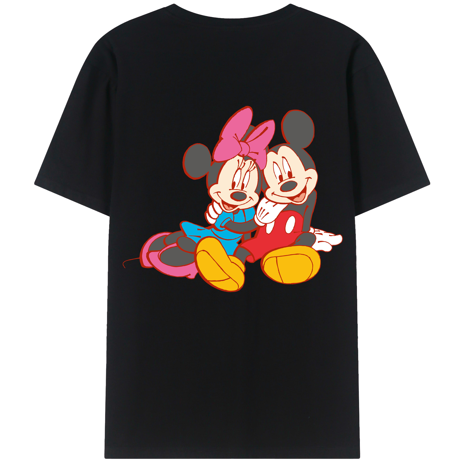 ミッキーマウス Mickey Mouse 綿100％ メンズ半袖Tシャツ（バックプリント） 通気性