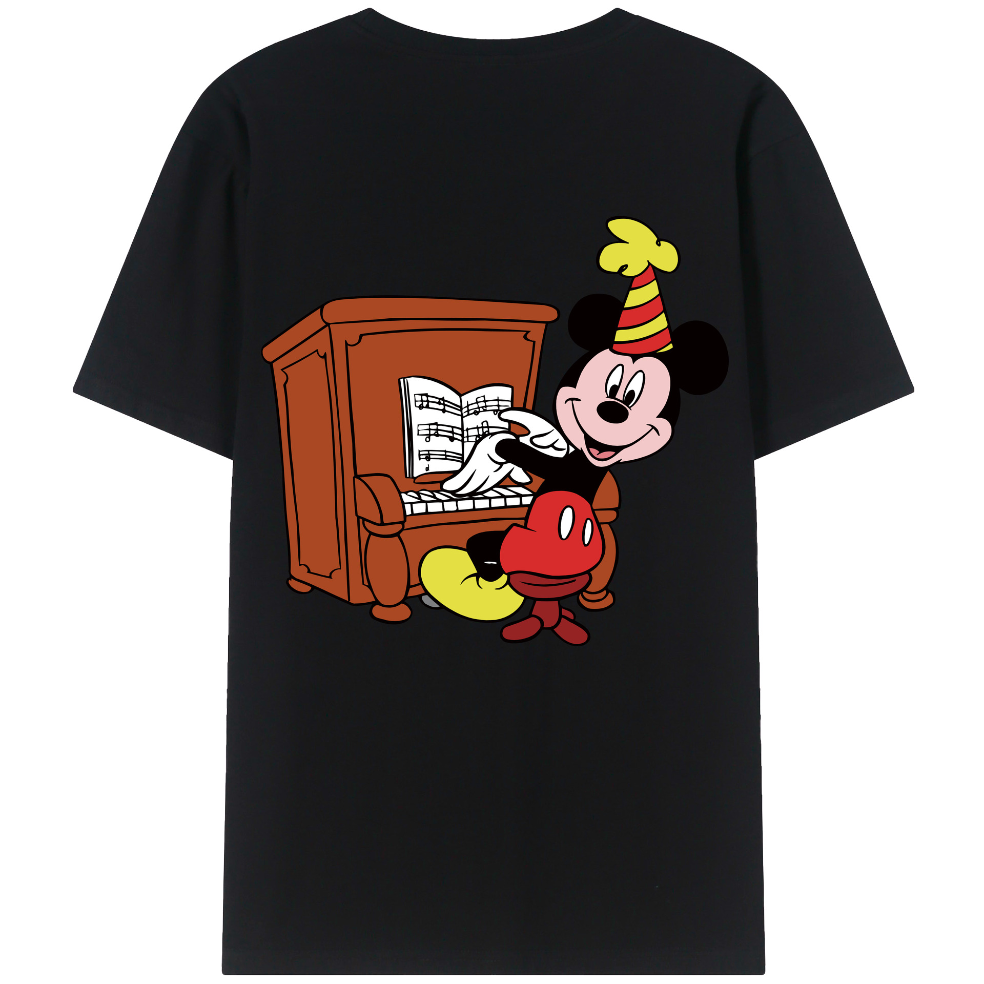 ミッキーマウス Mickey Mouse 綿100％ メンズ半袖Tシャツ（バックプリント） 通気性