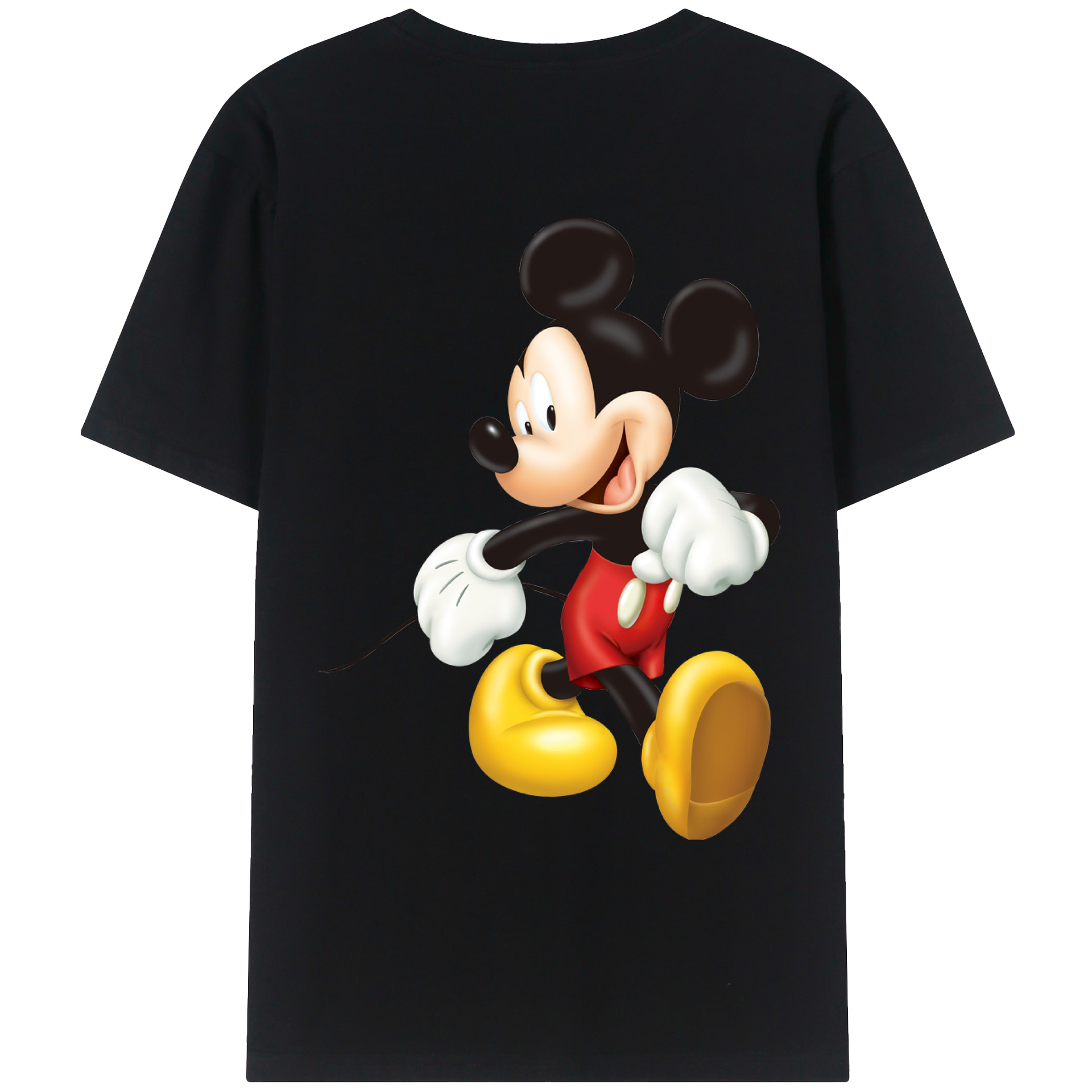 ミッキーマウス Mickey Mouse 綿100％ メンズ半袖Tシャツ（バックプリント） 通気性
