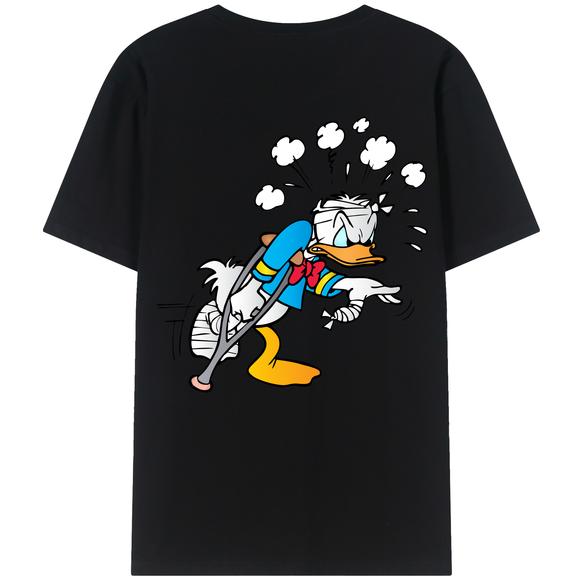 ミッキーマウス Mickey Mouse 綿100％ メンズ半袖Tシャツ（バックプリント） 通気性