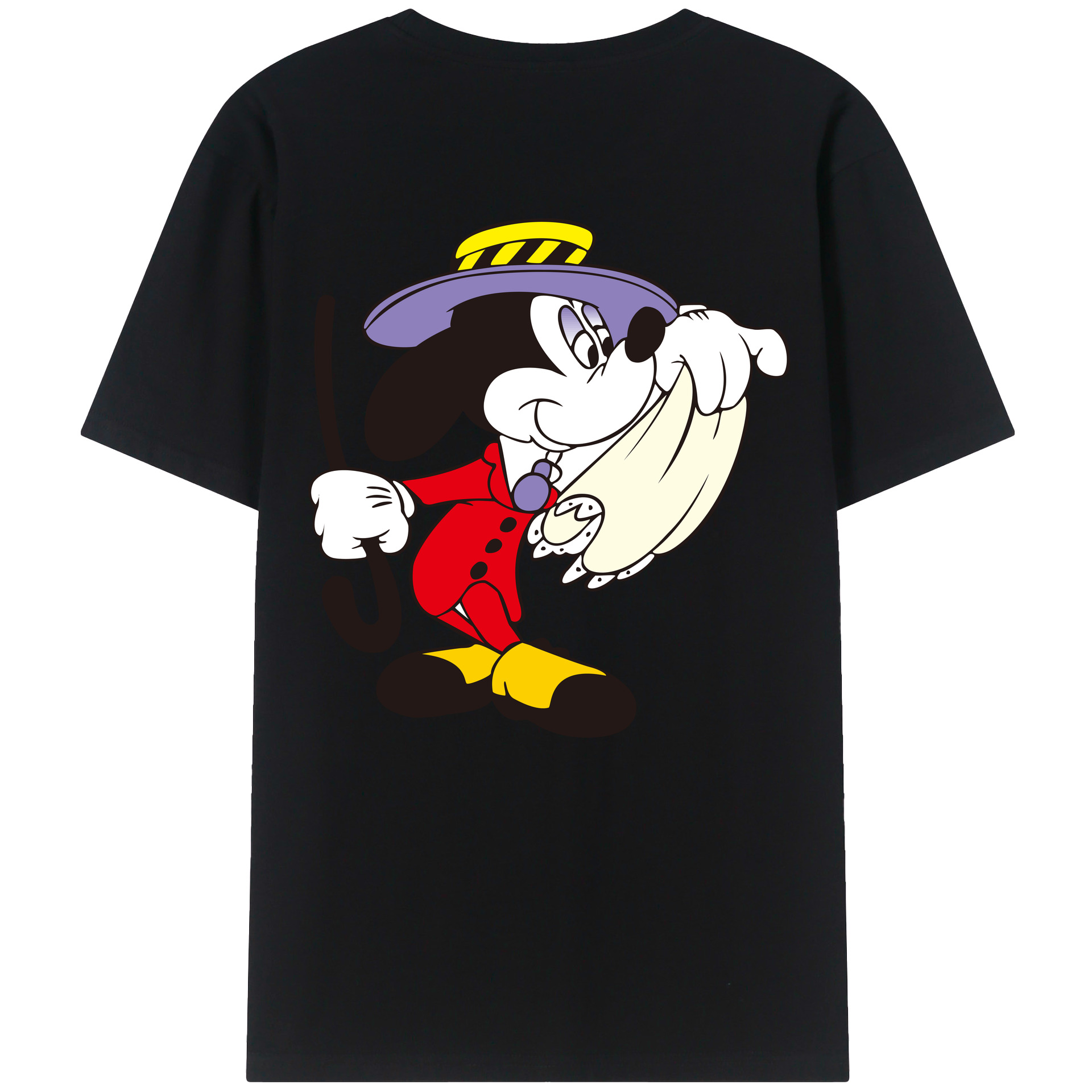 ミッキーマウス Mickey Mouse 綿100％ メンズ半袖Tシャツ（バックプリント） 通気性
