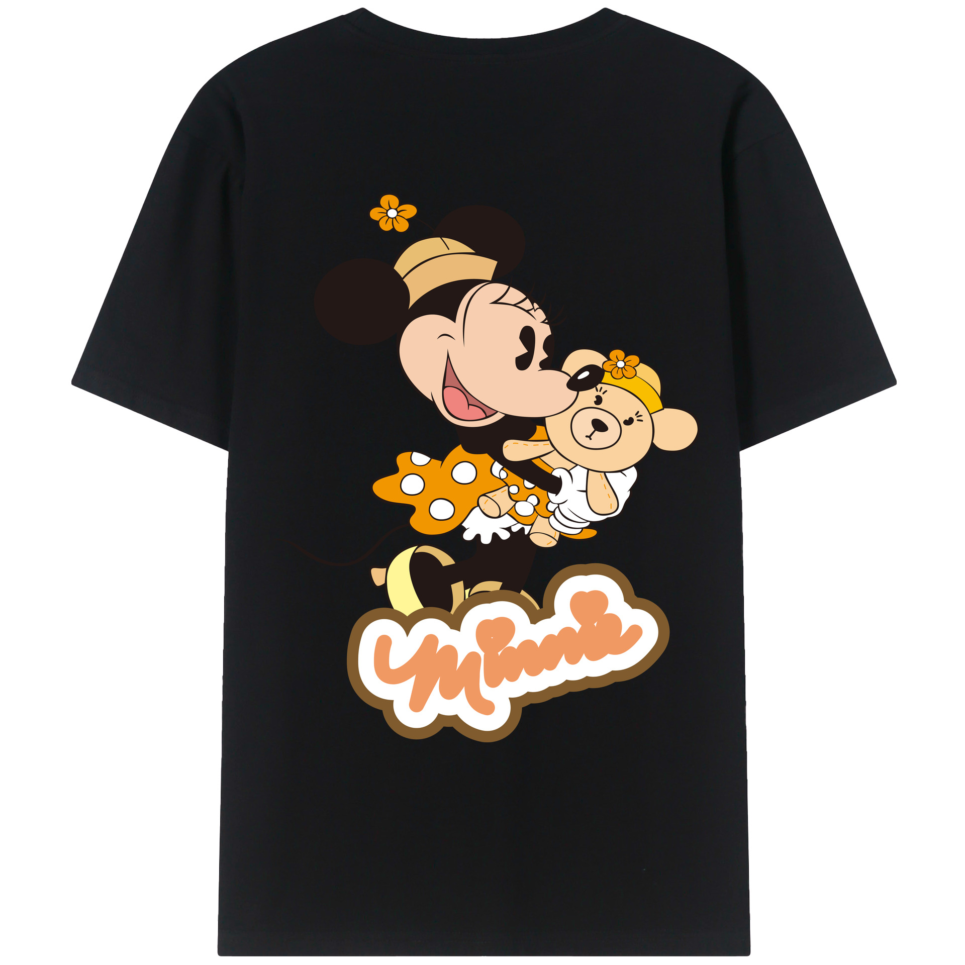 ミッキーマウス Mickey Mouse 綿100％ メンズ半袖Tシャツ（バックプリント） 通気性