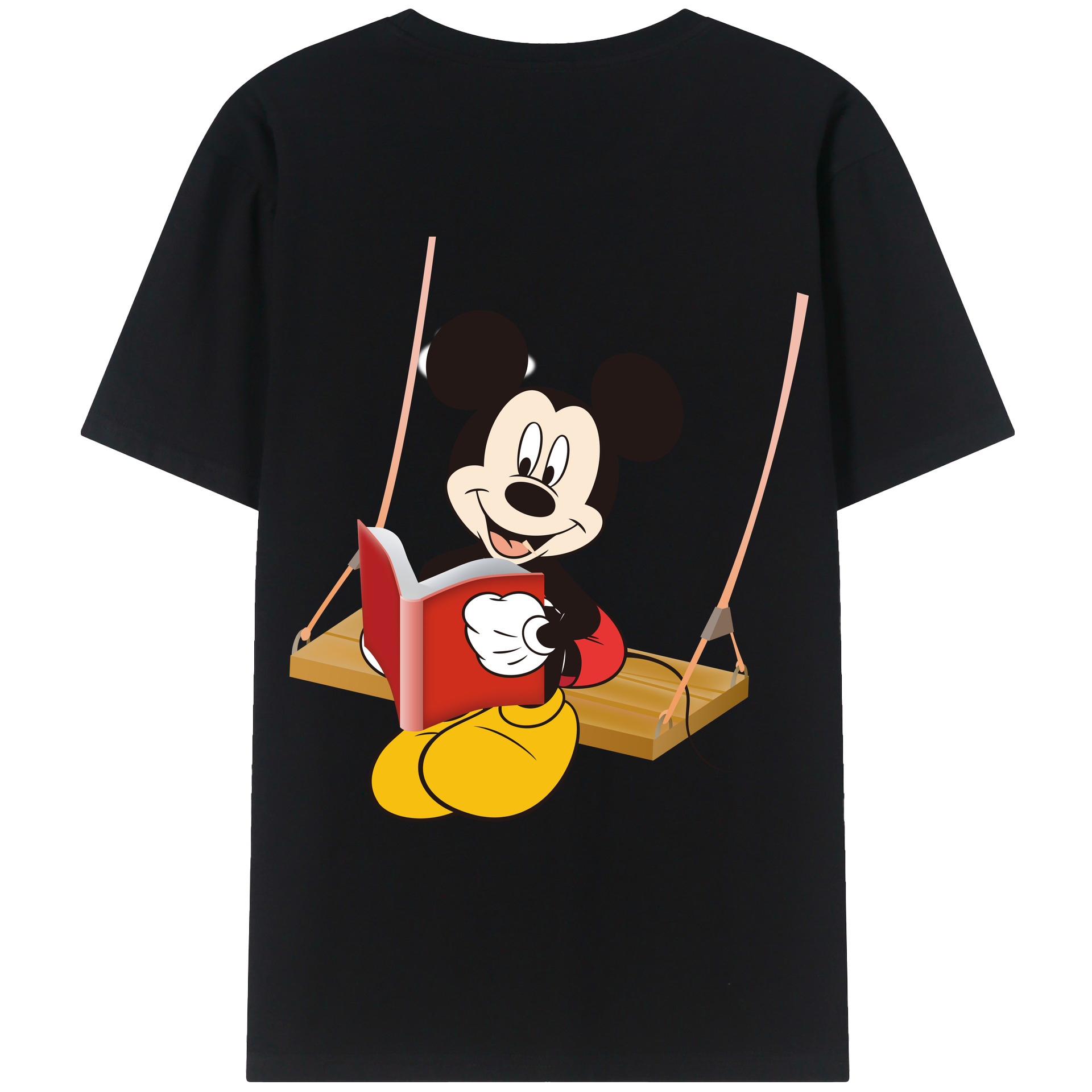 ミッキーマウス Mickey Mouse 綿100％ メンズ半袖Tシャツ（バックプリント） 通気性