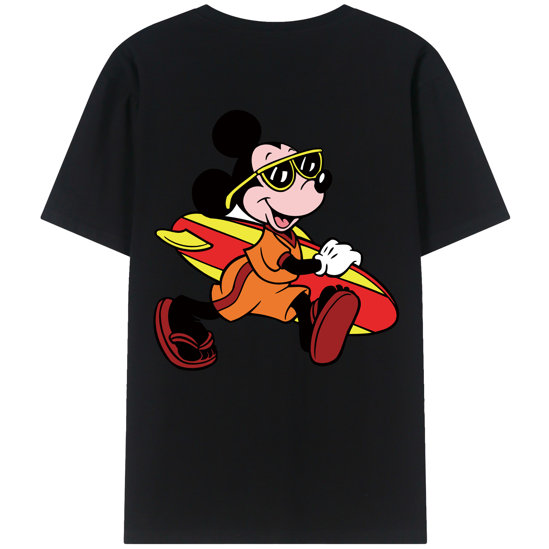 ミッキーマウス Mickey Mouse 綿100％ メンズ半袖Tシャツ（バックプリント） 通気性