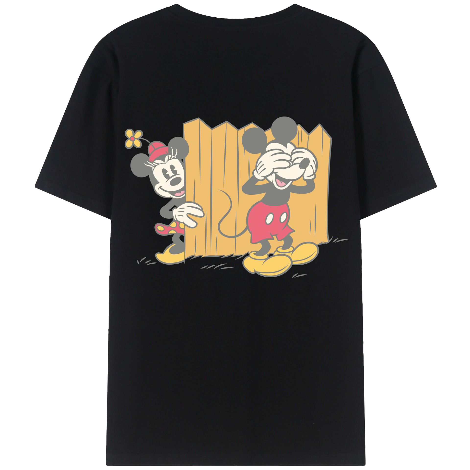 ミッキーマウス Mickey Mouse 綿100％ メンズ半袖Tシャツ（バックプリント） 通気性