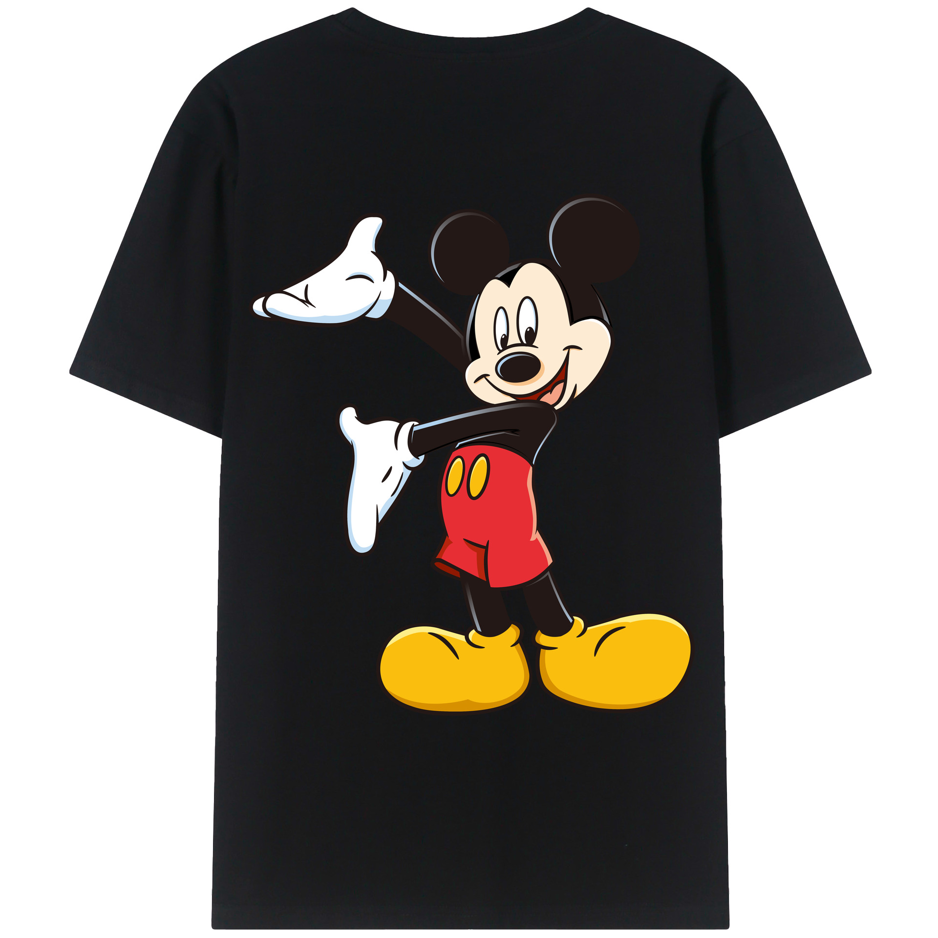 （画像用） ミッキーマウス Mickey Mouse 綿100％ メンズ半袖Tシャツ（バックプリント） 通気性