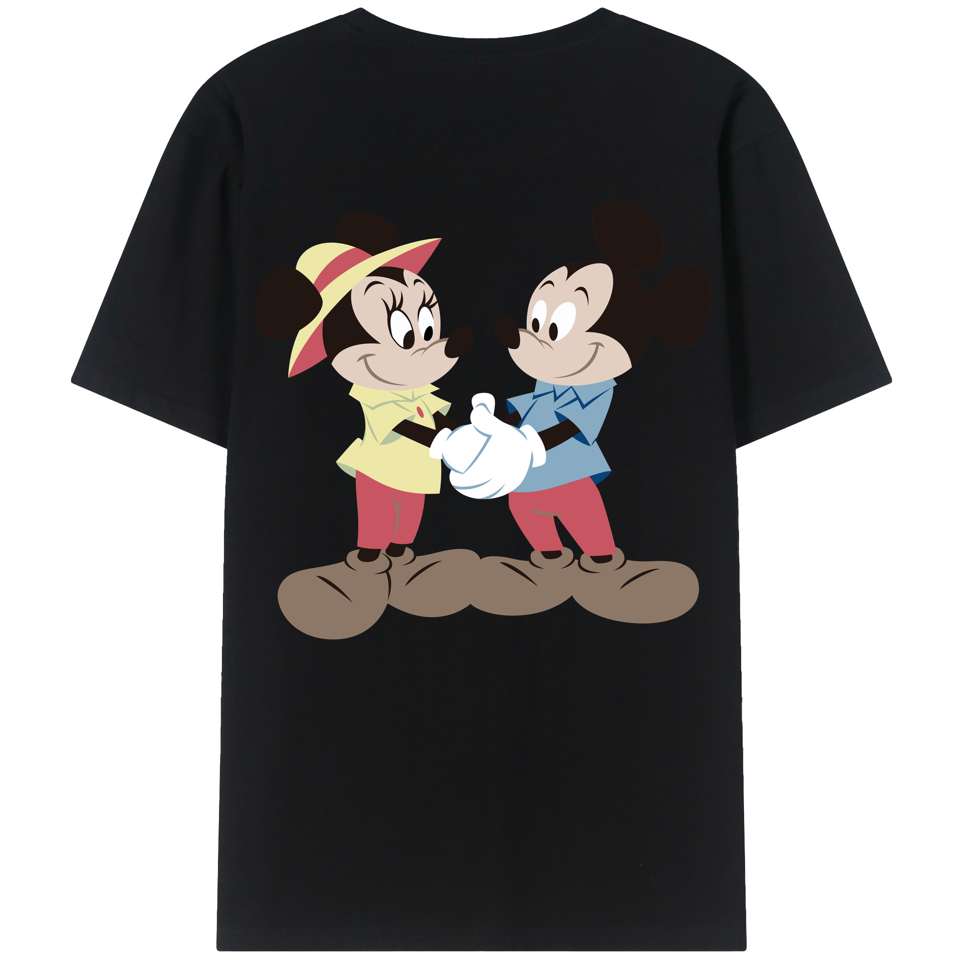 （画像用） ミッキーマウス Mickey Mouse 綿100％ メンズ半袖Tシャツ（バックプリント） 通気性