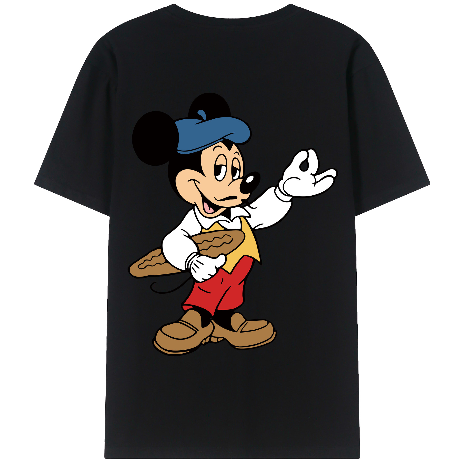 ミッキーマウス Mickey Mouse 綿100％ メンズ半袖Tシャツ（バックプリント） 通気性