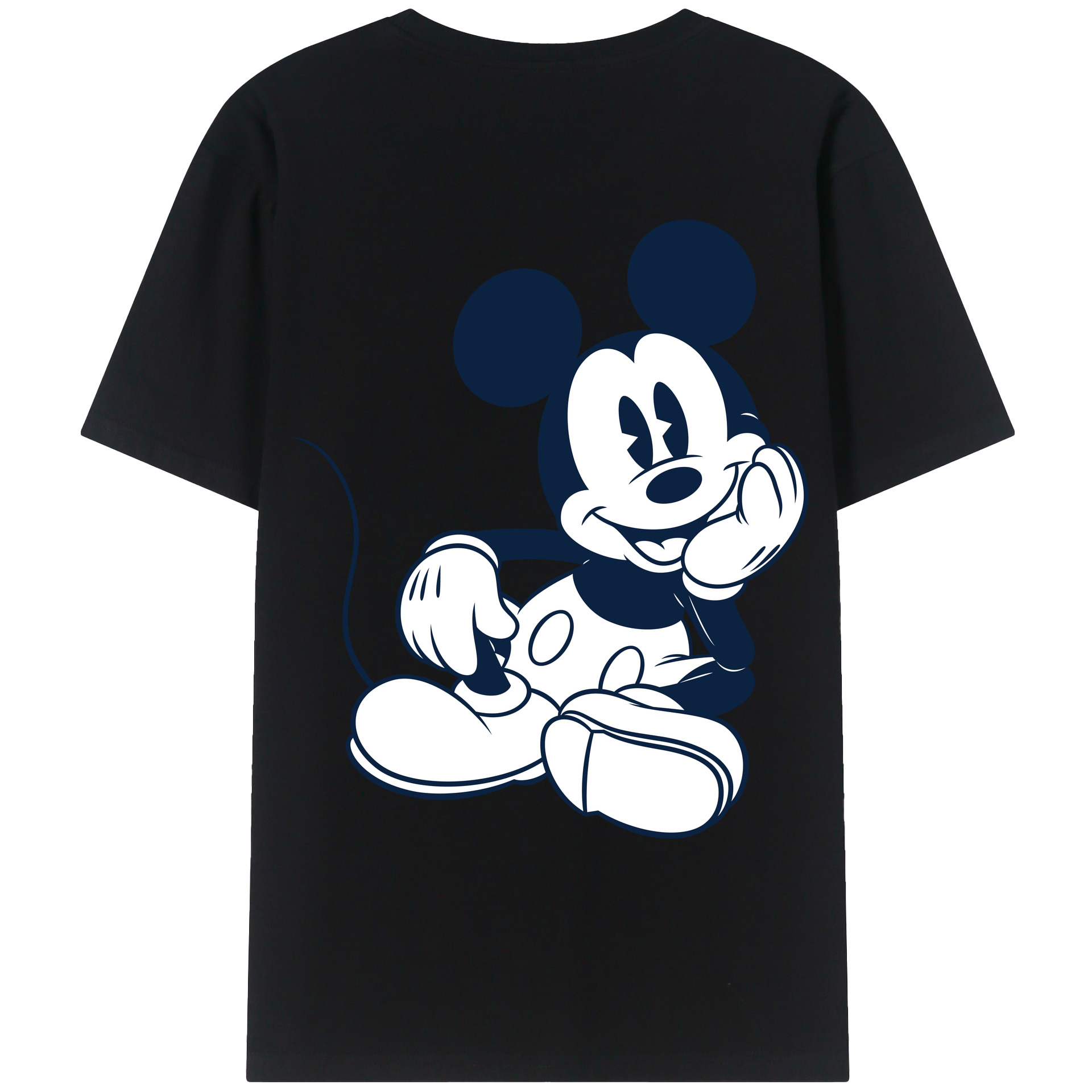 ミッキーマウス Mickey Mouse 綿100％ メンズ半袖Tシャツ（バックプリント） 通気性