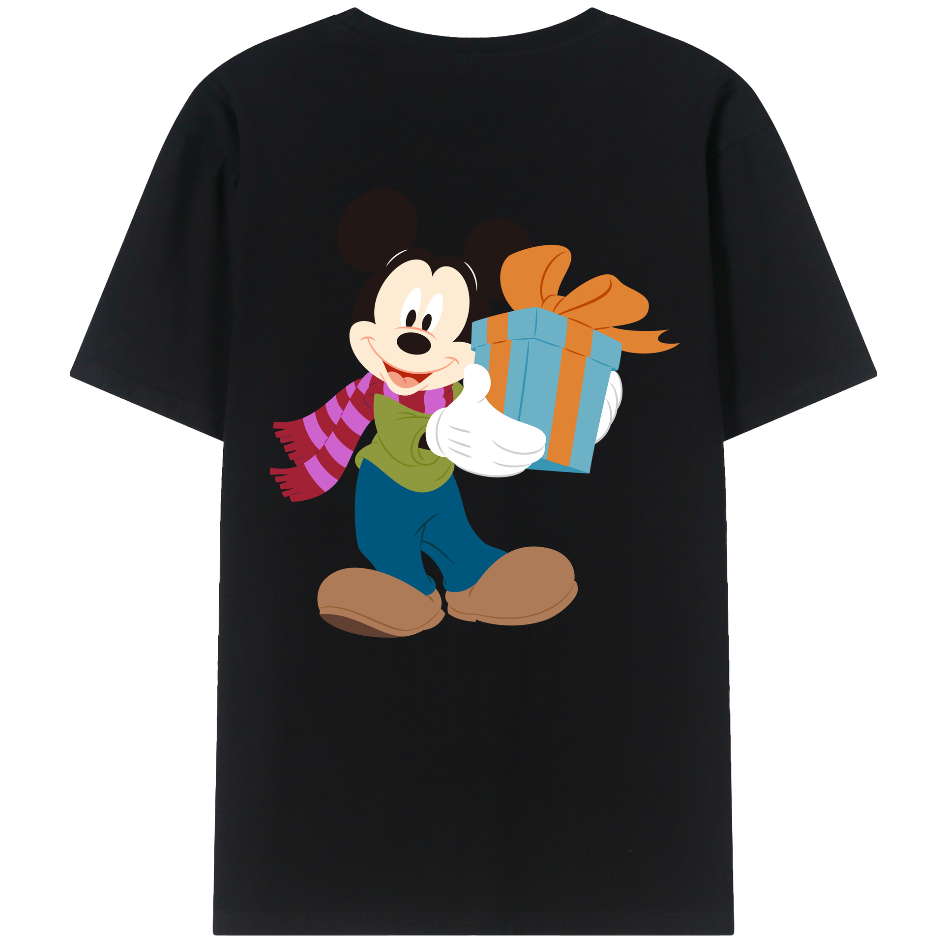 ミッキーマウス Mickey Mouse 綿100％ メンズ半袖Tシャツ（バックプリント） 通気性