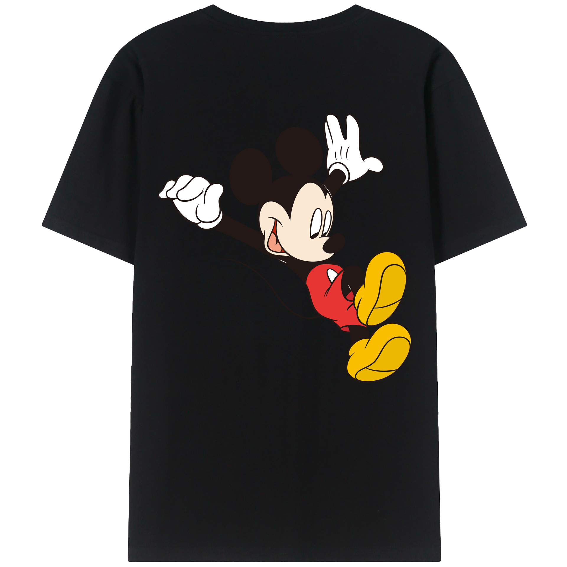 ミッキーマウス Mickey Mouse 綿100％ メンズ半袖Tシャツ（バックプリント） 通気性