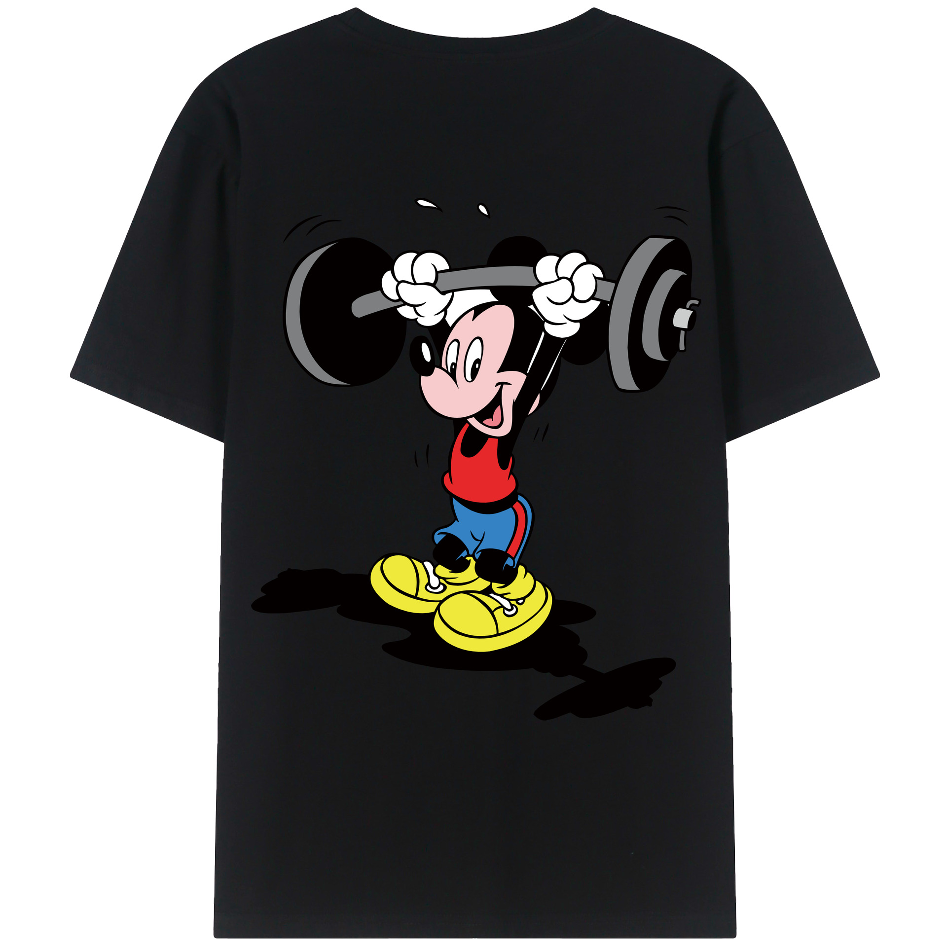ミッキーマウス Mickey Mouse 綿100％ メンズ半袖Tシャツ（バックプリント） 通気性