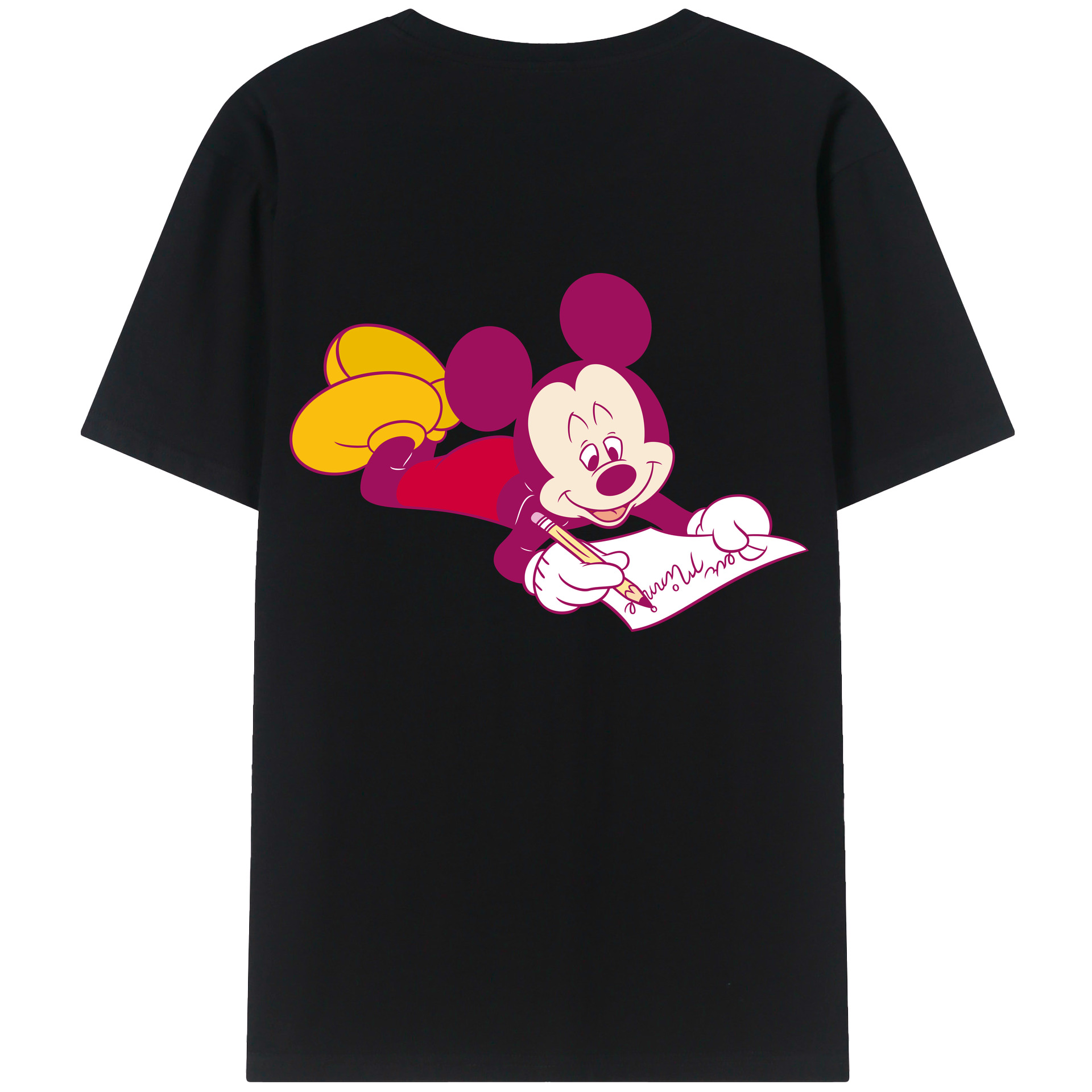 ミッキーマウス Mickey Mouse 綿100％ メンズ半袖Tシャツ（バックプリント） 通気性