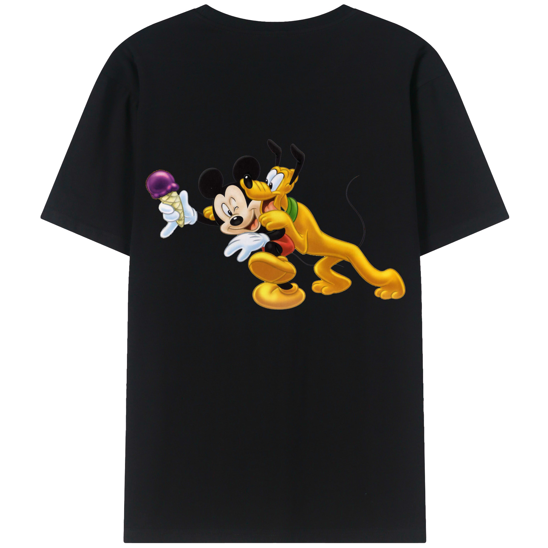 ミッキーマウス Mickey Mouse 綿100％ メンズ半袖Tシャツ（バックプリント） 通気性