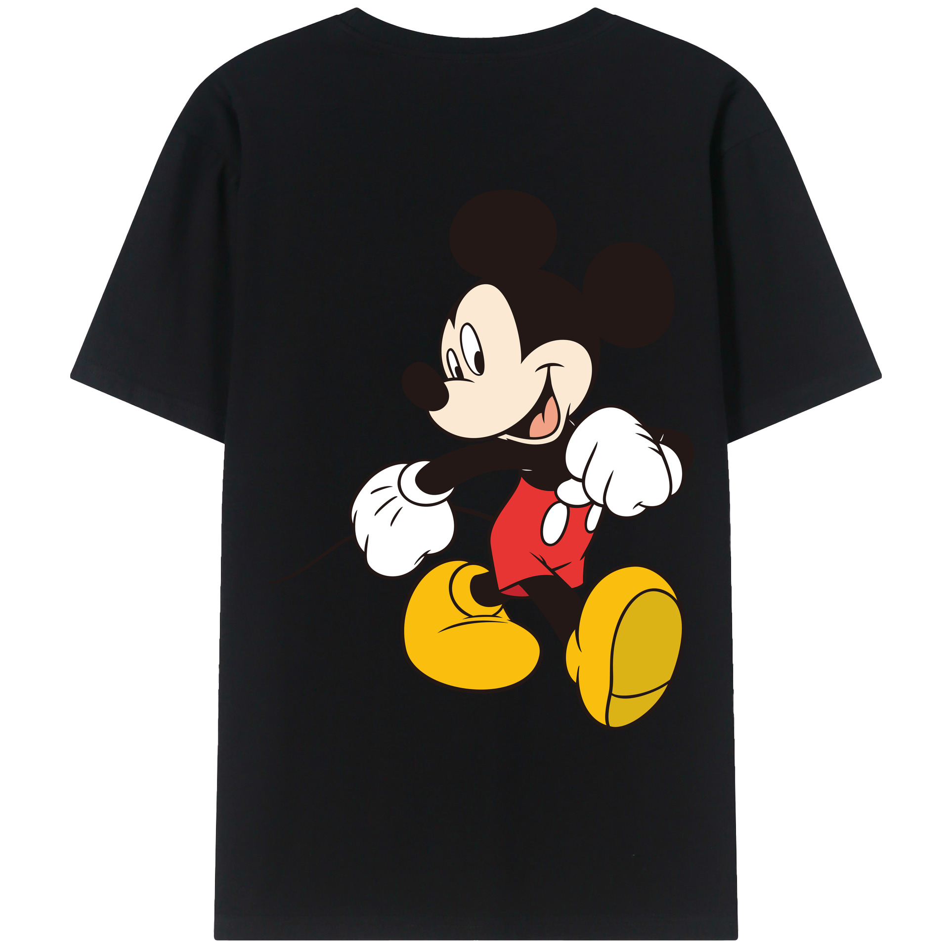 ミッキーマウス Mickey Mouse 綿100％ メンズ半袖Tシャツ（バックプリント） 通気性