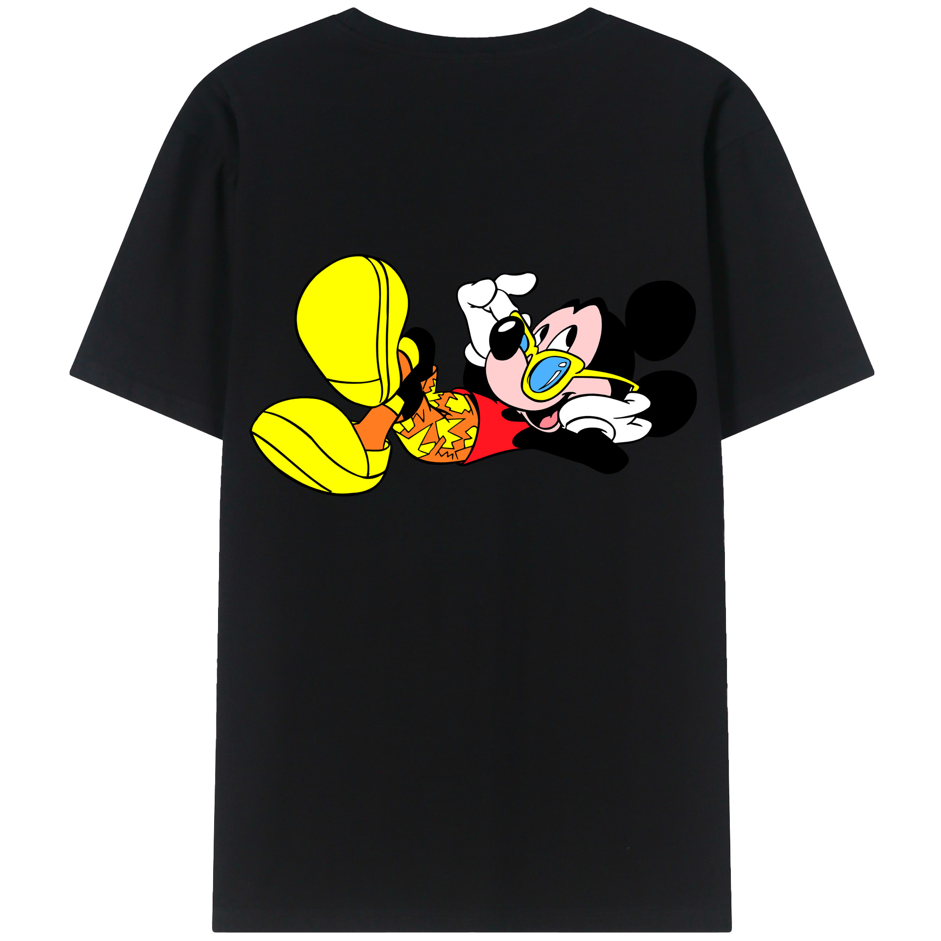 ミッキーマウス Mickey Mouse 綿100％ メンズ半袖Tシャツ（バックプリント） 通気性