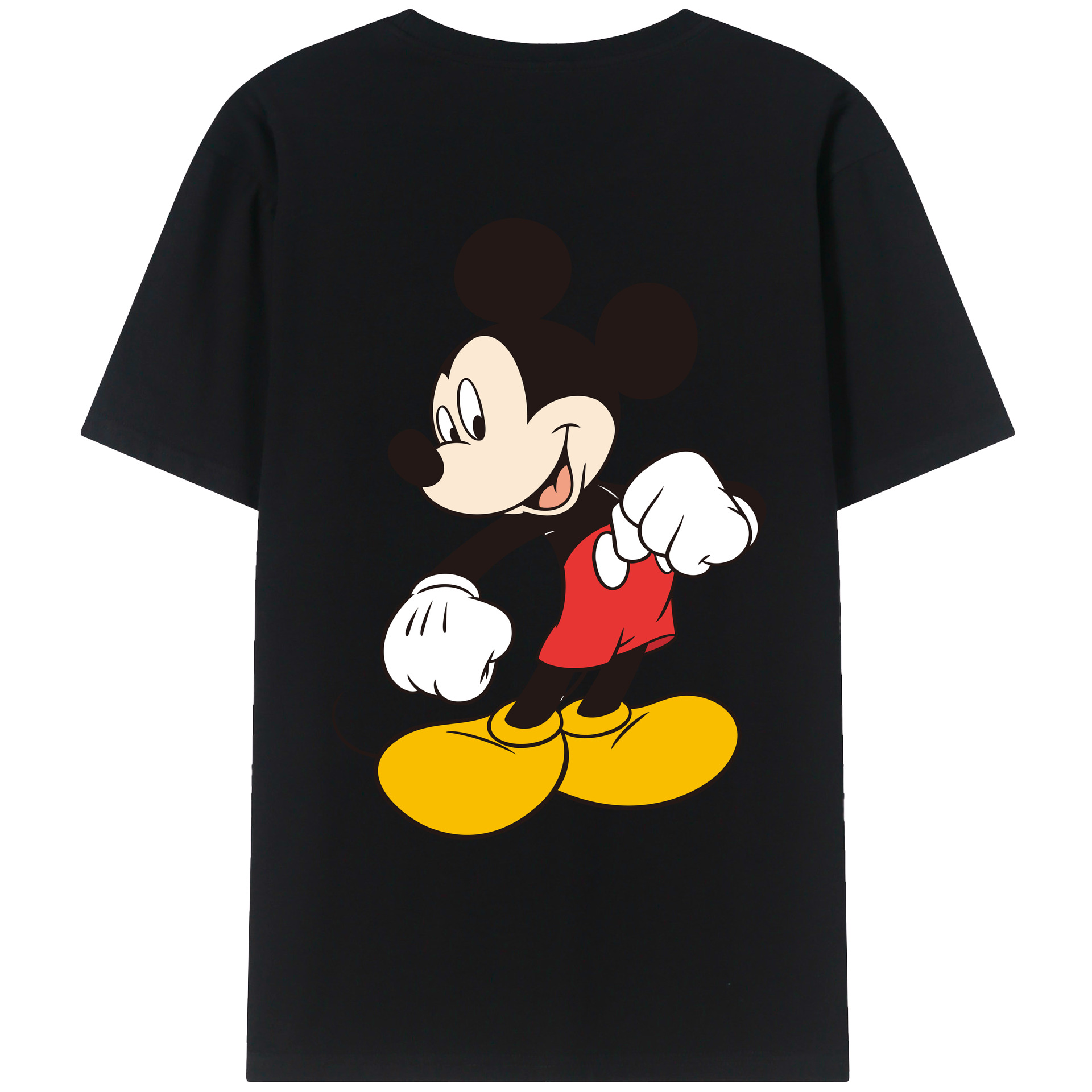 ミッキーマウス Mickey Mouse 綿100％ メンズ半袖Tシャツ（バックプリント） 通気性