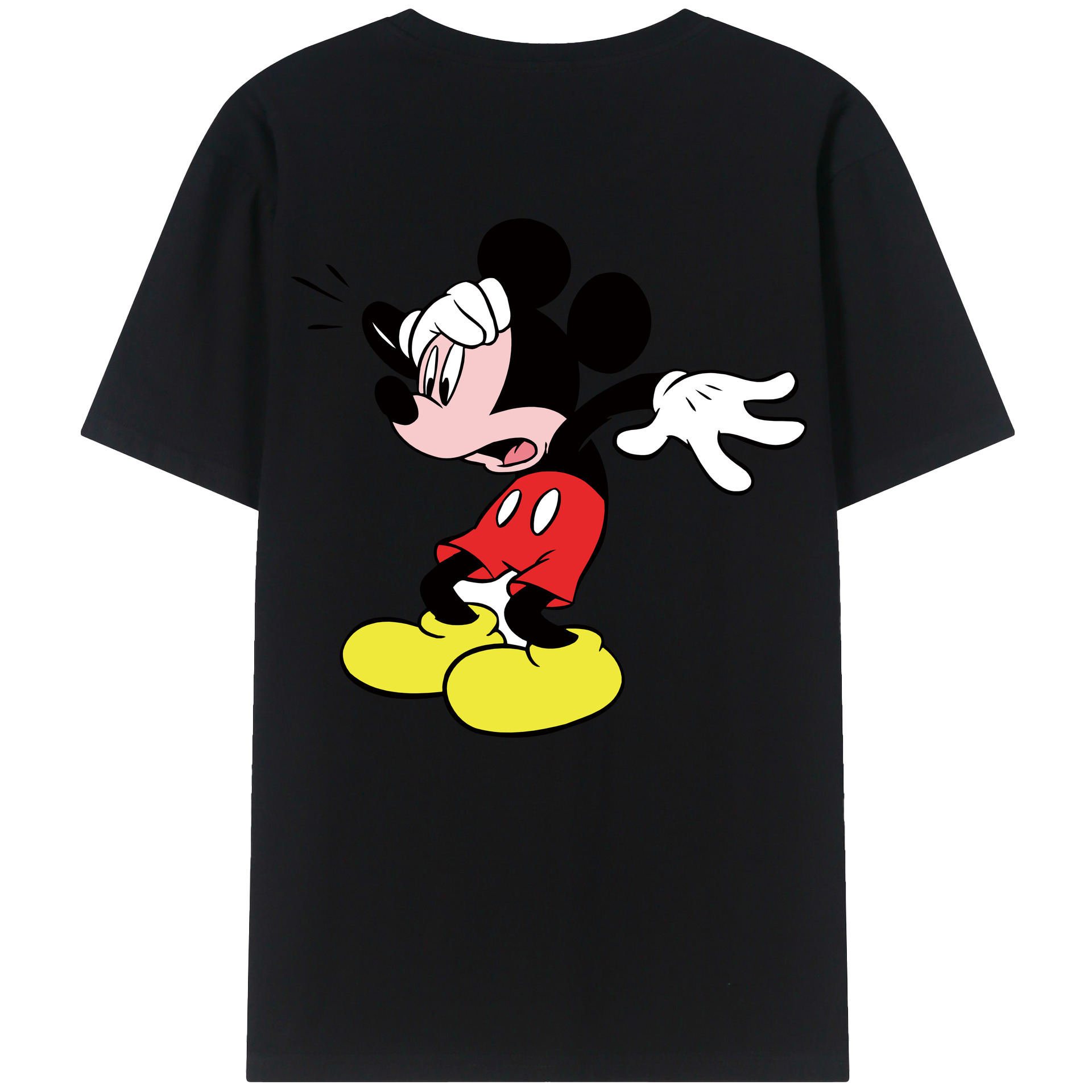 ミッキーマウス Mickey Mouse 綿100％ メンズ半袖Tシャツ（バックプリント） 通気性
