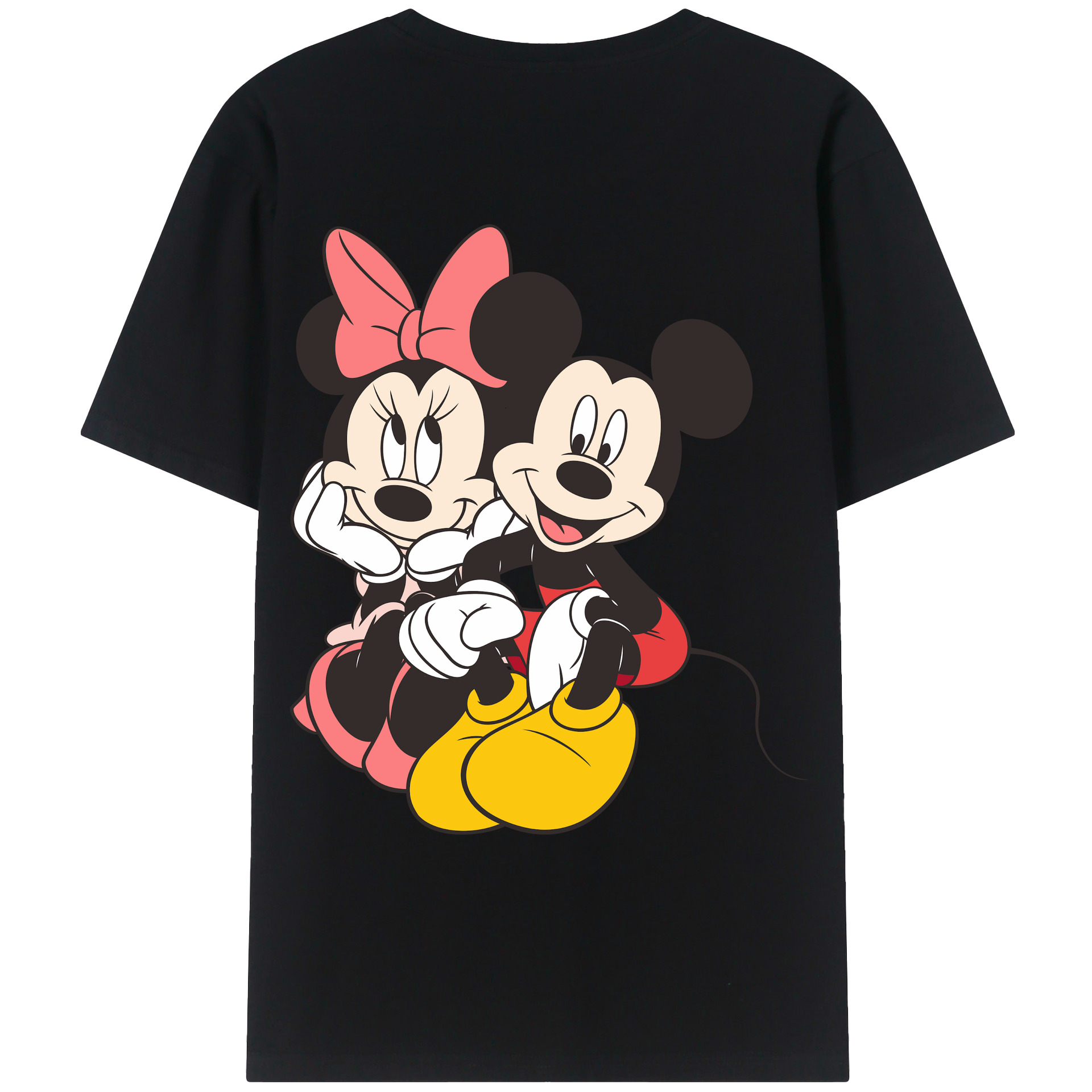 ミッキーマウス Mickey Mouse 綿100％ メンズ半袖Tシャツ（バックプリント） 通気性