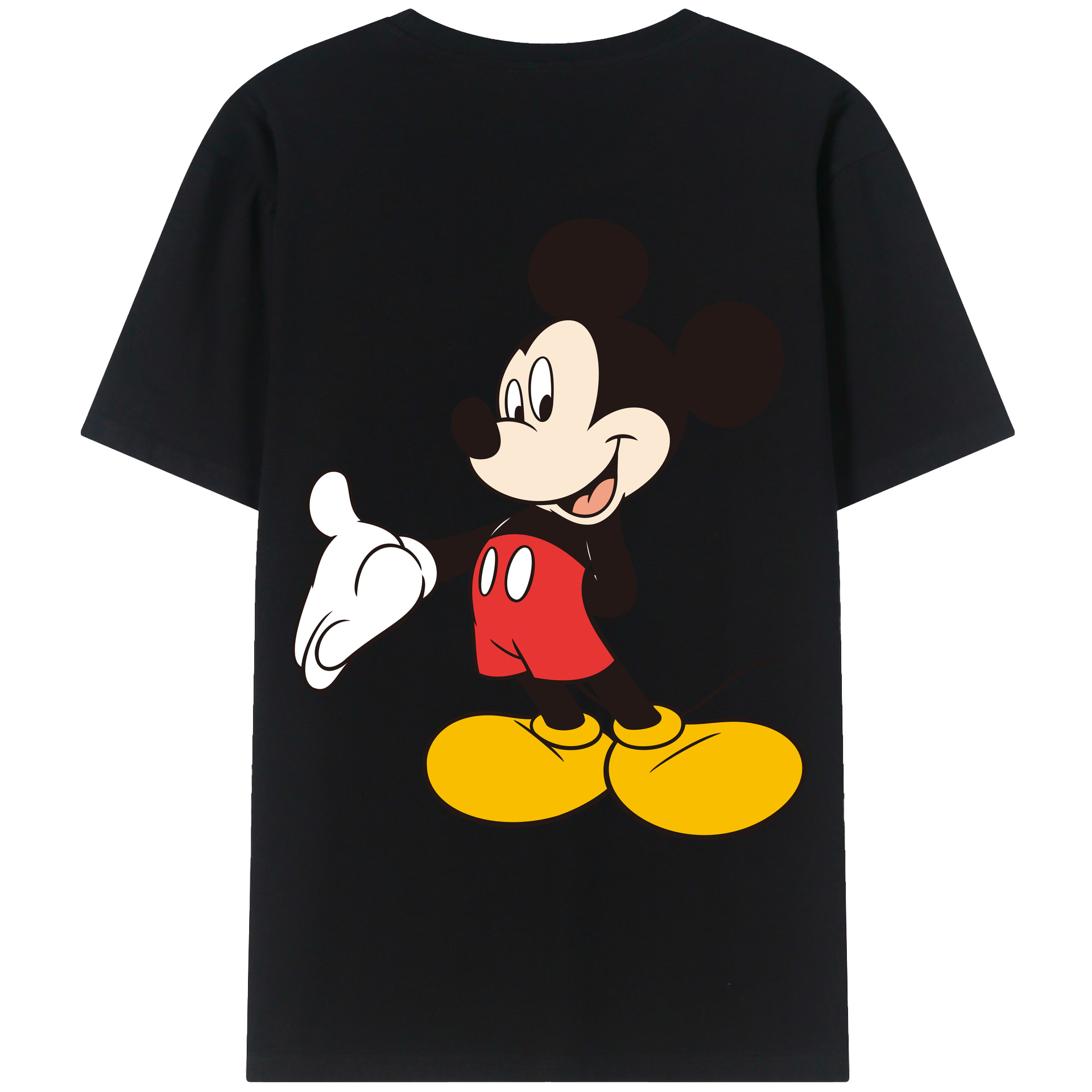 ミッキーマウス Mickey Mouse 綿100％ メンズ半袖Tシャツ（バックプリント） 通気性