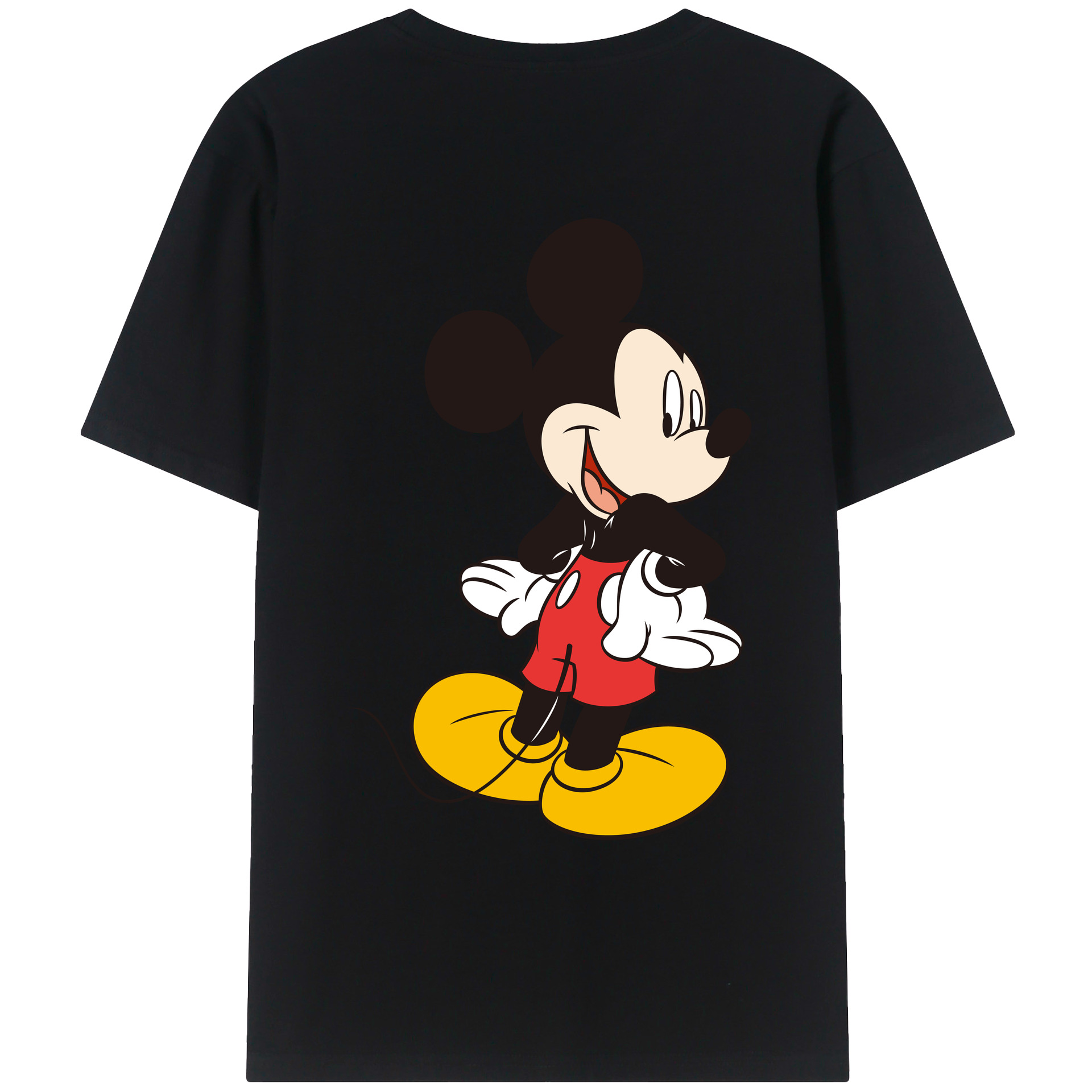 ミッキーマウス Mickey Mouse 綿100％ メンズ半袖Tシャツ（バックプリント） 通気性