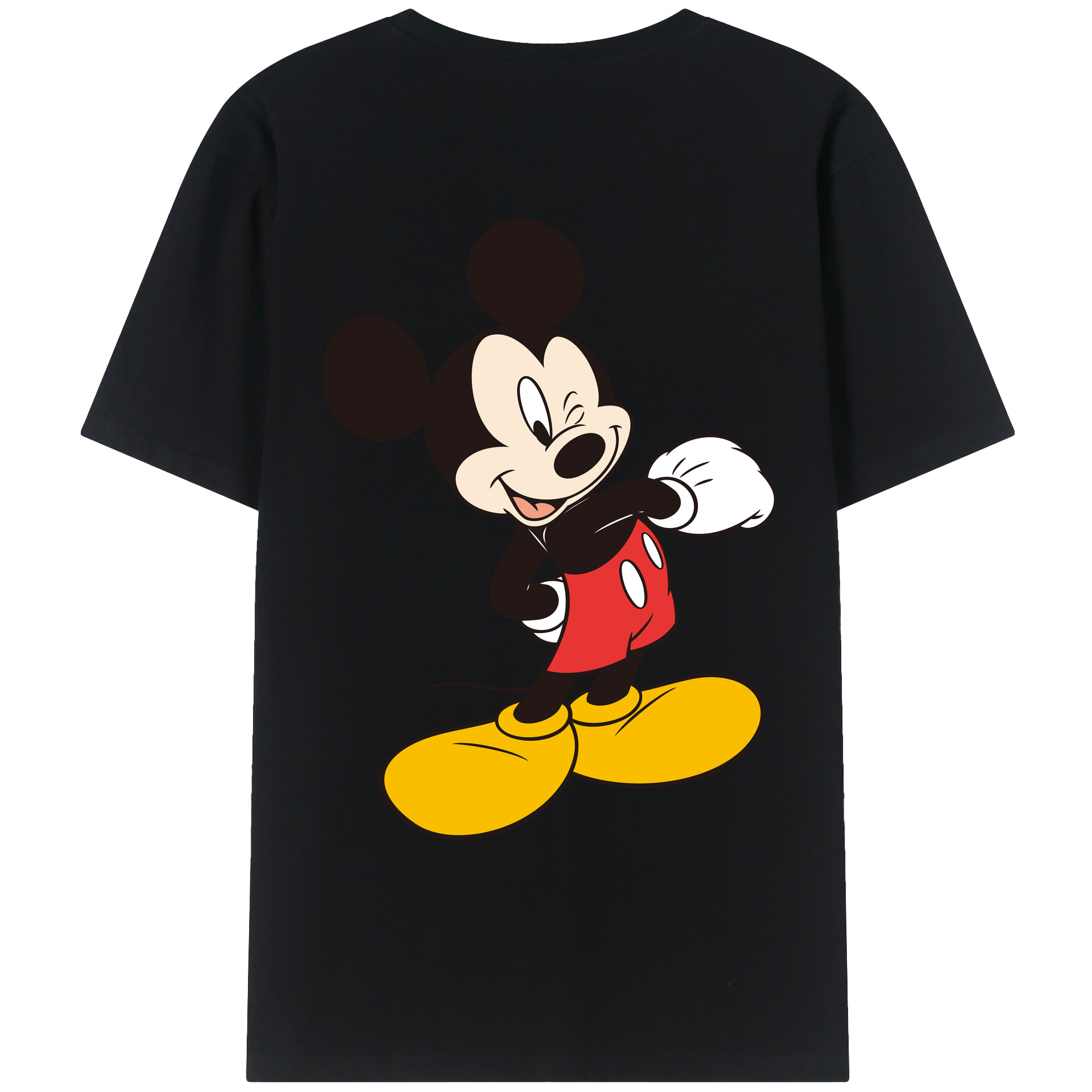 ミッキーマウス Mickey Mouse 綿100％ メンズ半袖Tシャツ（バックプリント） 通気性