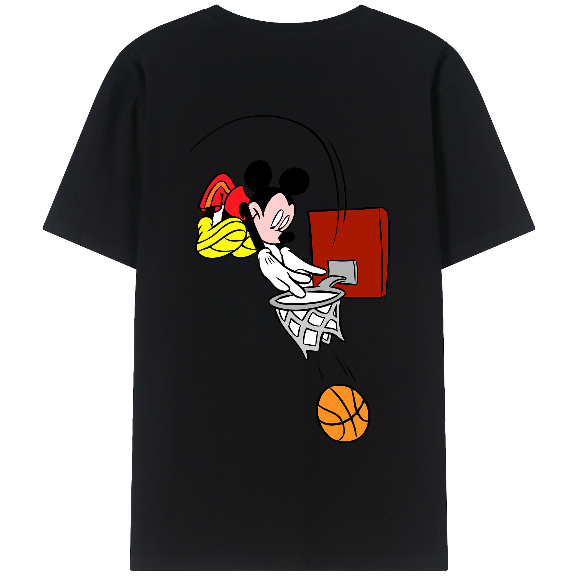 ミッキーマウス Mickey Mouse 綿100％ メンズ半袖Tシャツ（バックプリント） 通気性