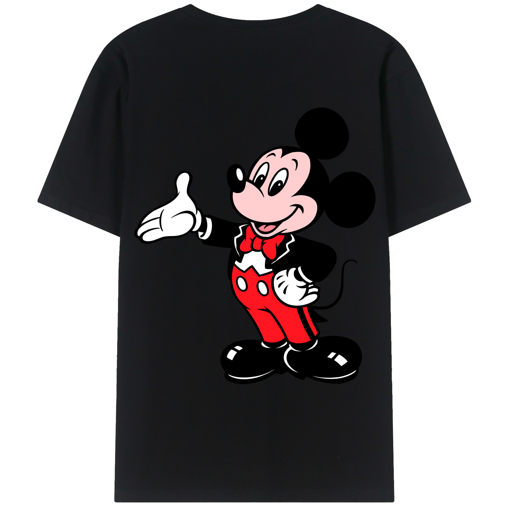 ミッキーマウス Mickey Mouse 綿100％ メンズ半袖Tシャツ（バックプリント） 通気性