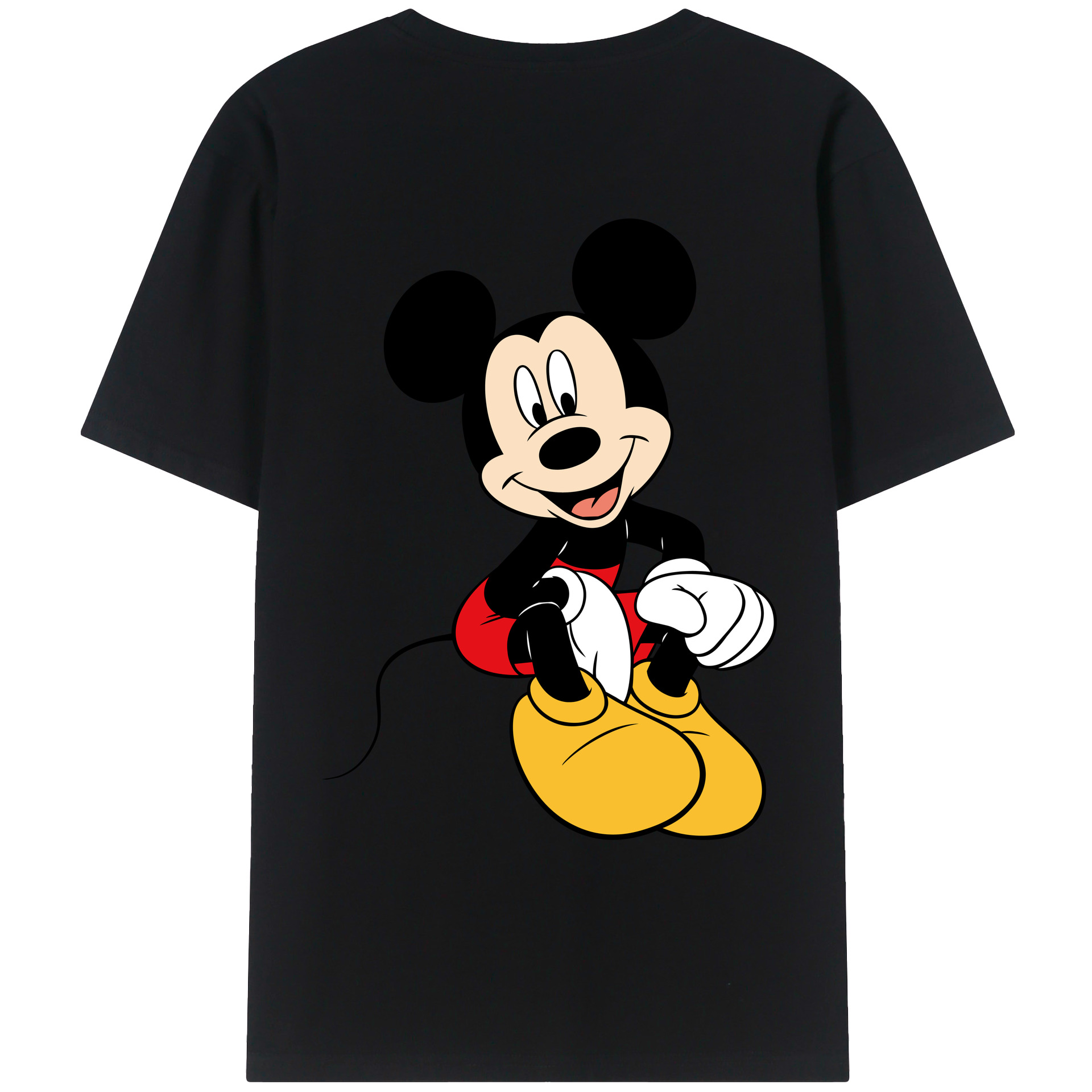 ミッキーマウス Mickey Mouse 綿100％ メンズ半袖Tシャツ（バックプリント） 通気性