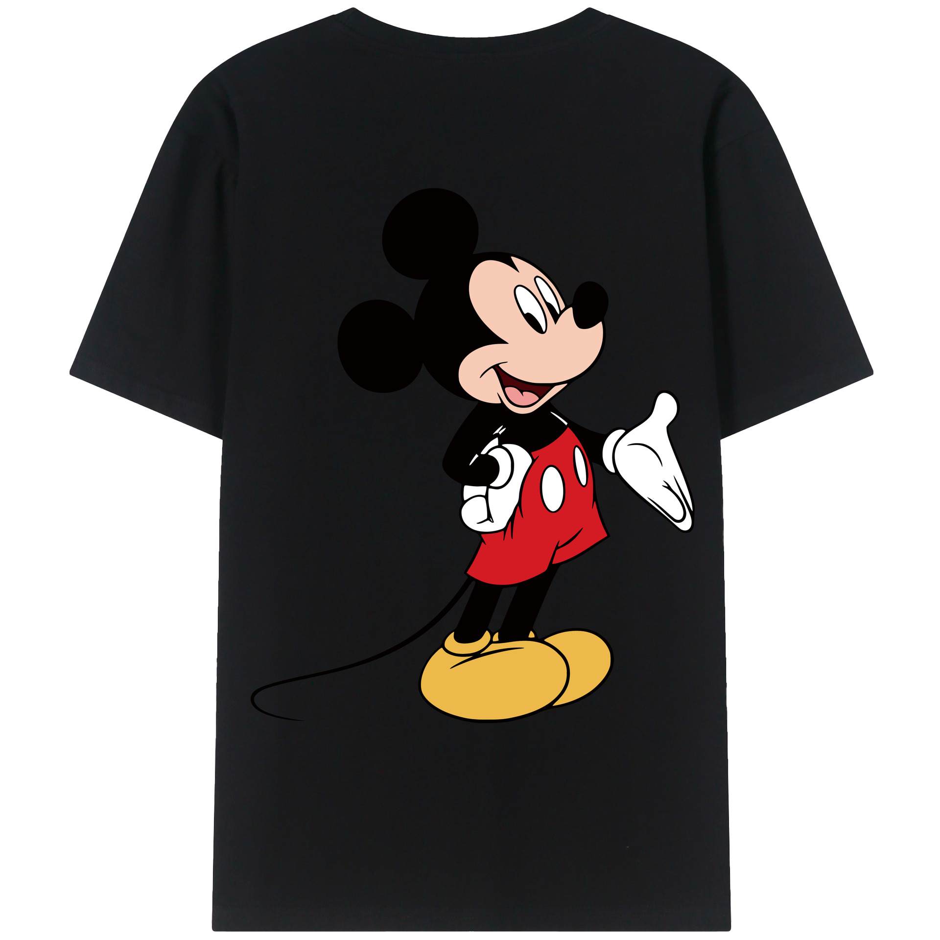 ミッキーマウス Mickey Mouse 綿100％ メンズ半袖Tシャツ（バックプリント） 通気性