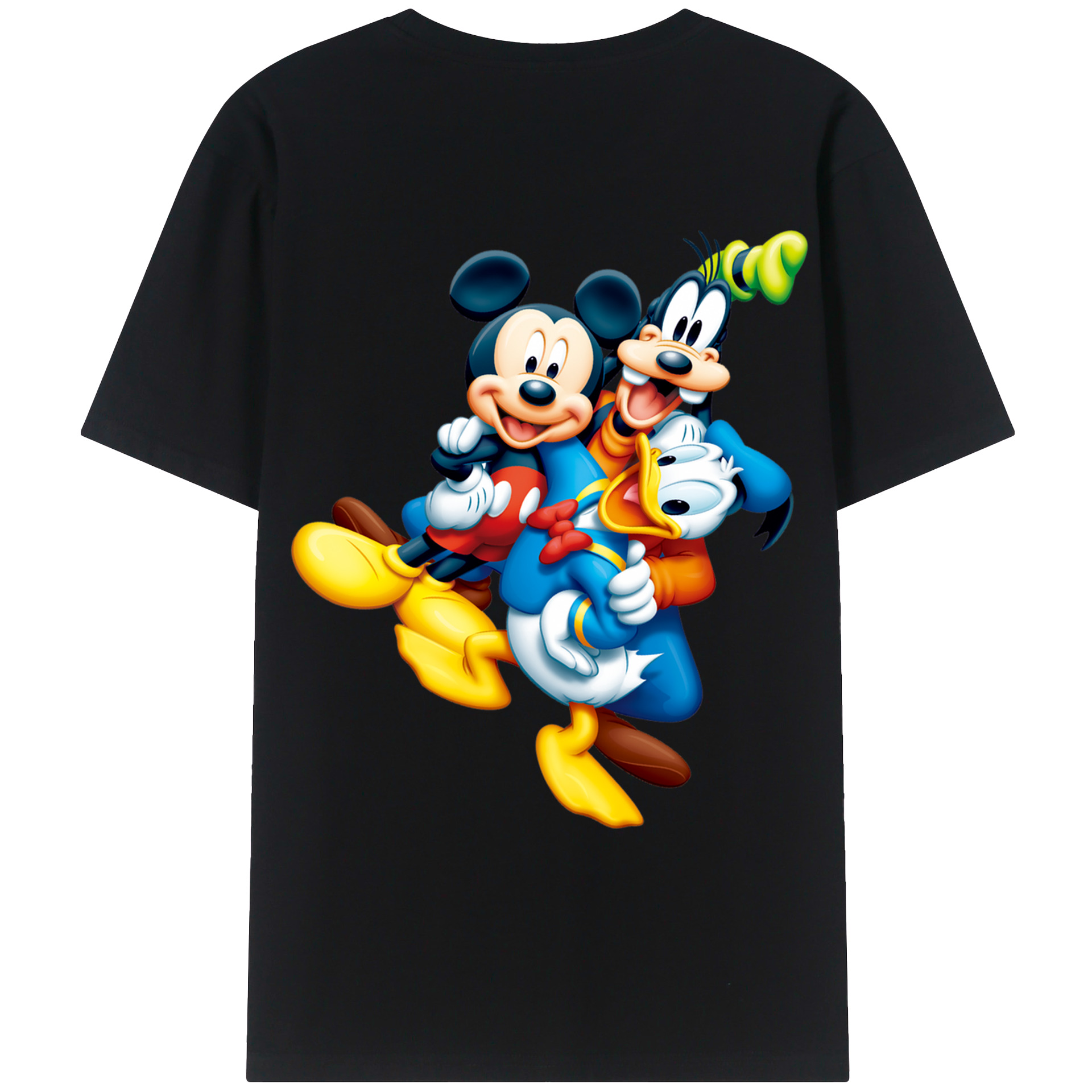 ミッキーマウス Mickey Mouse 綿100％ メンズ半袖Tシャツ（バックプリント） 通気性