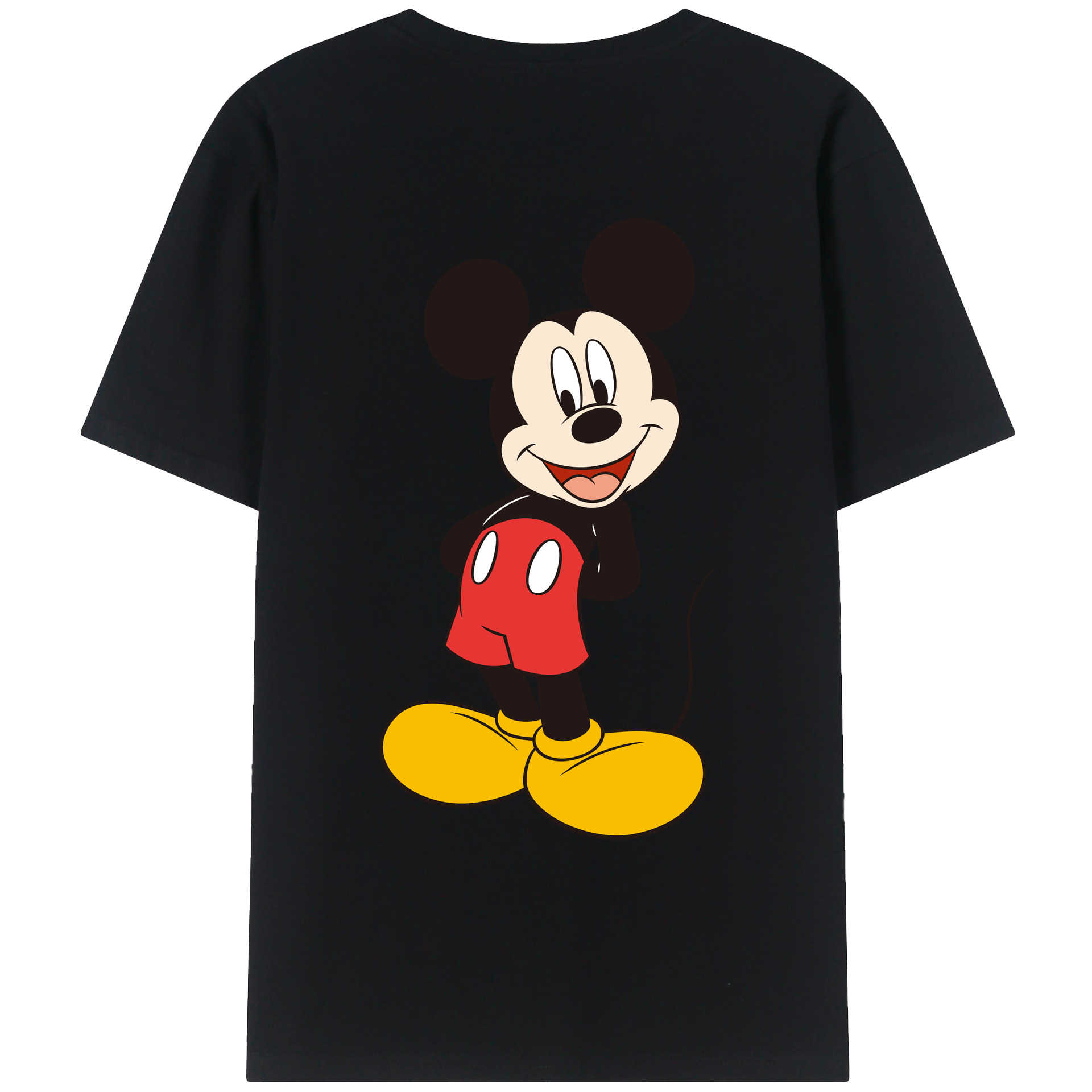ミッキーマウス Mickey Mouse 綿100％ メンズ半袖Tシャツ（バックプリント） 通気性