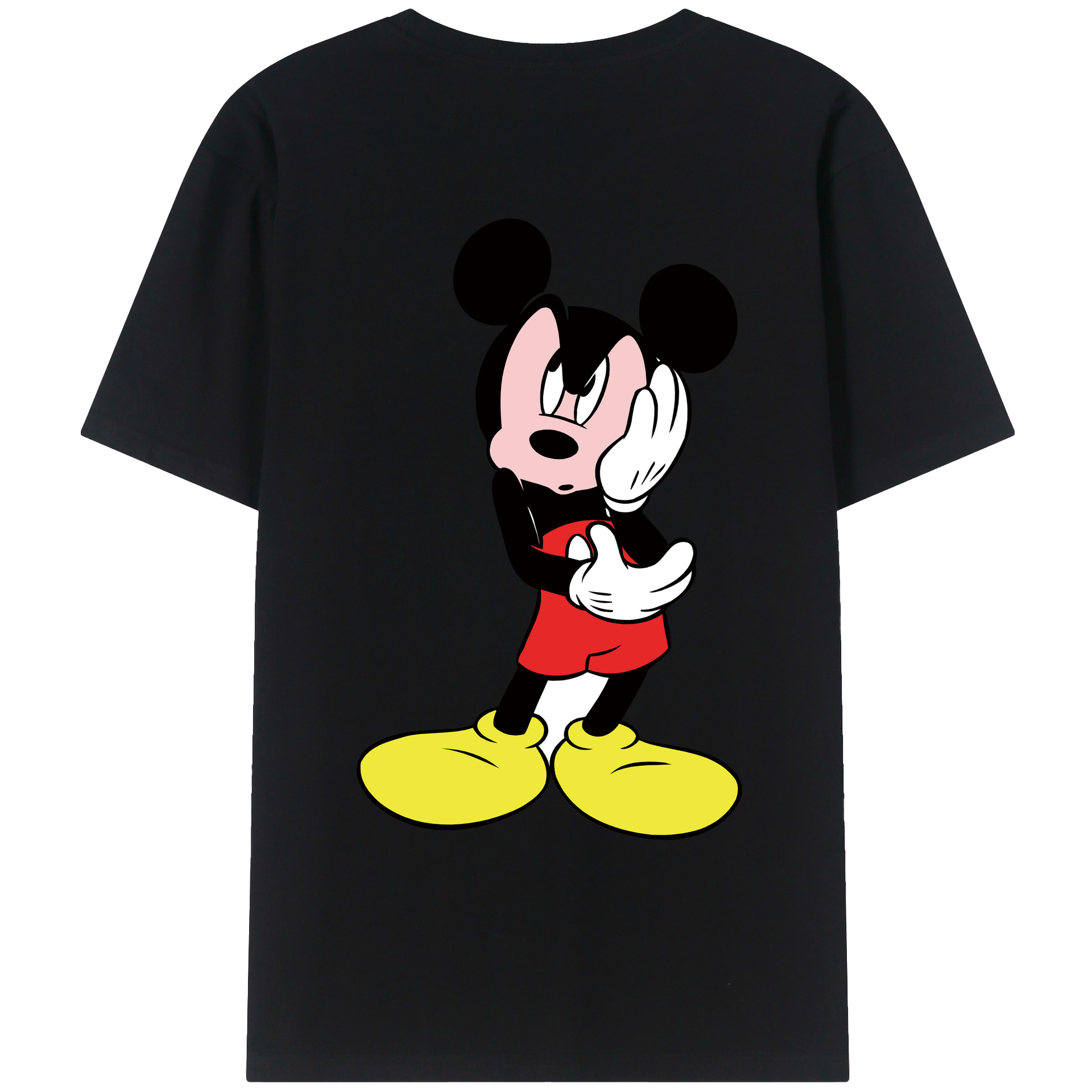 ミッキーマウス Mickey Mouse 綿100％ メンズ半袖Tシャツ（バックプリント） 通気性