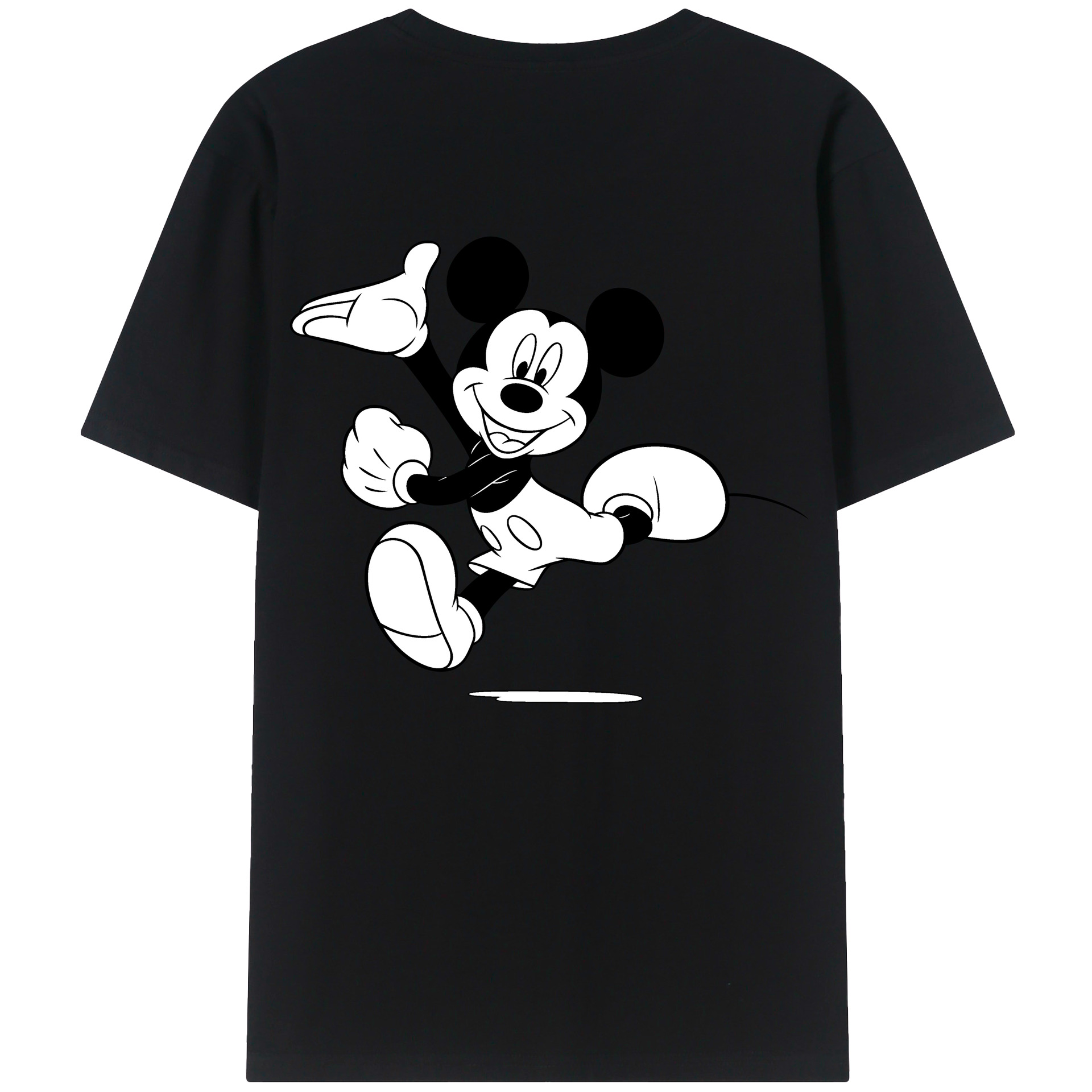 ミッキーマウス Mickey Mouse 綿100％ メンズ半袖Tシャツ（バックプリント） 通気性